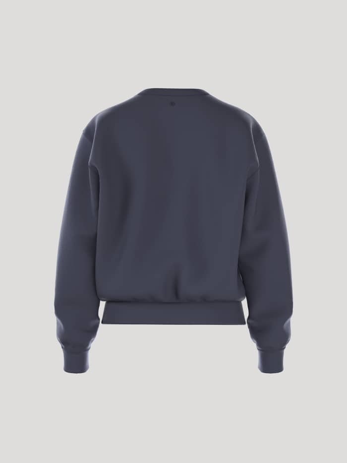 Rückansicht des Borg Essential 4 Sweatshirt in Odyssey Gray (Marineblau) für Damen mit stilvollem Fit aus french terry. - Image 3
