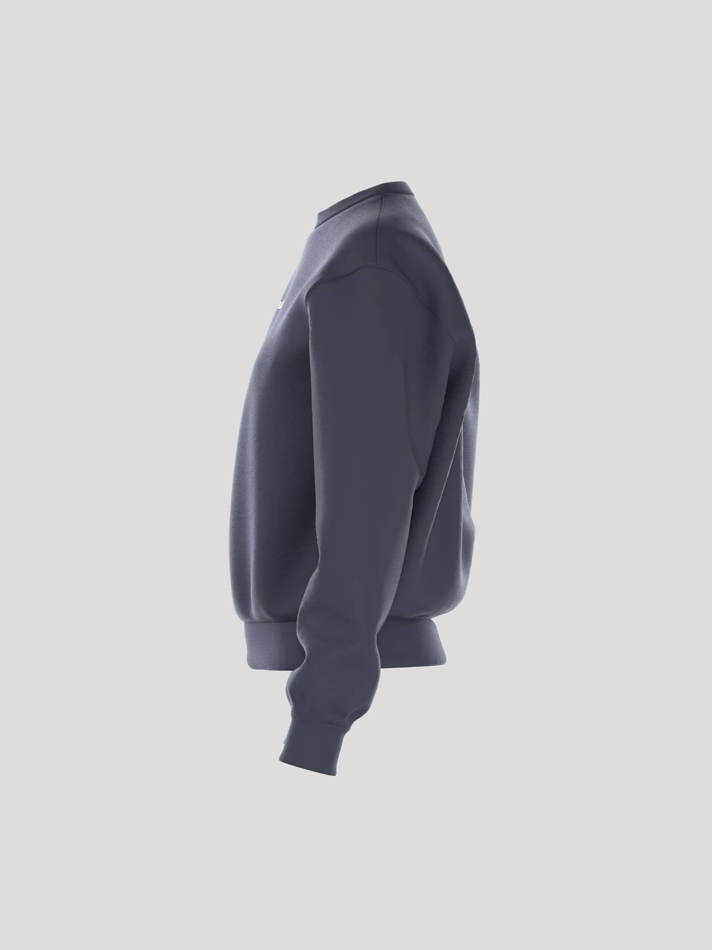 Zijaanzicht van het Borg Essential 4 Sweatshirt in Odyssey Gray (Marineblauw) met stijlvolle pasvorm en french terry. - Image 4