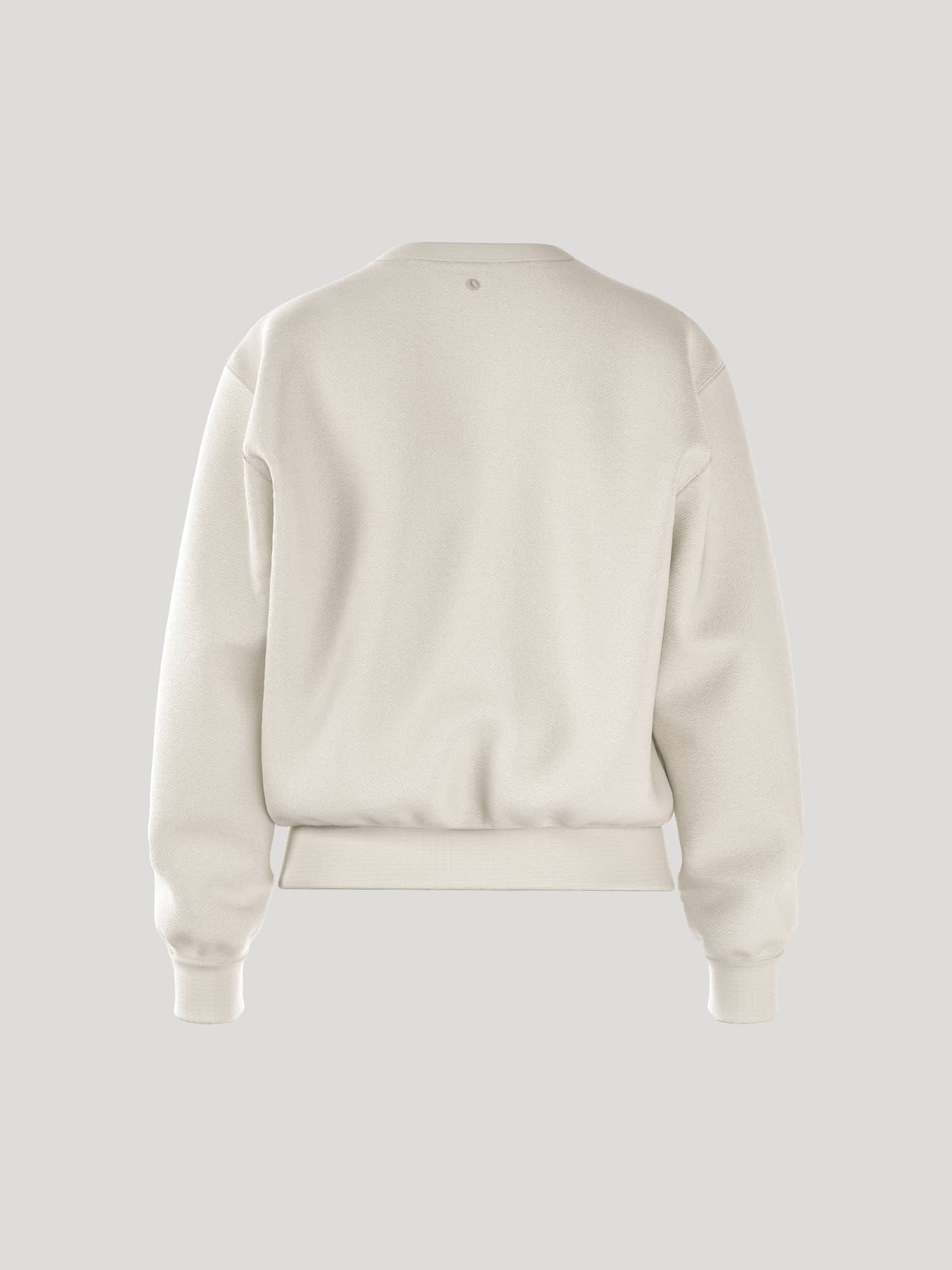 Achteraanzicht van de Borg Essential 4 Sweatshirt voor dames in Tofu (Wit) van zachte french terry met een regular fit. - Image 3
