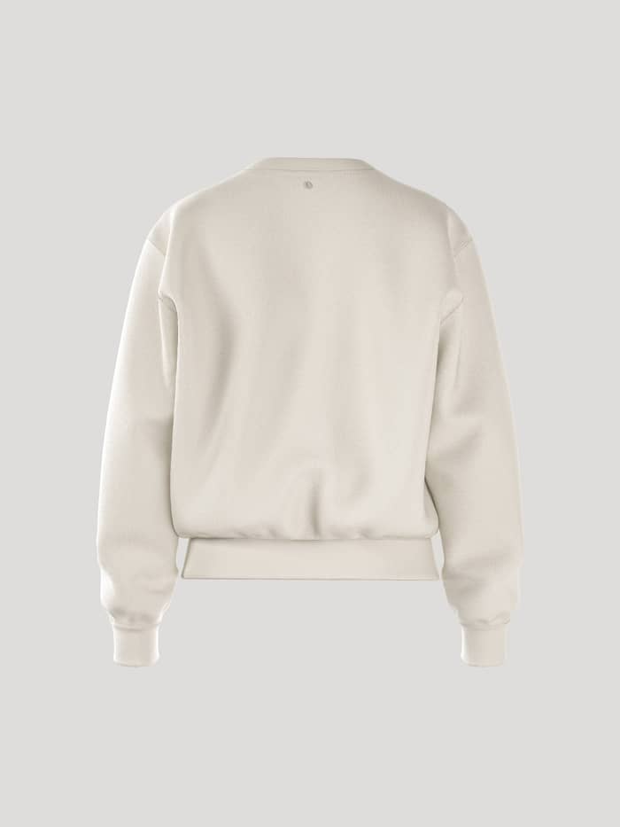 Rückansicht des Borg Essential 4 Sweatshirt für Damen in Tofu (Weiß) aus weichem french terry mit regulärer Passform. - Image 3