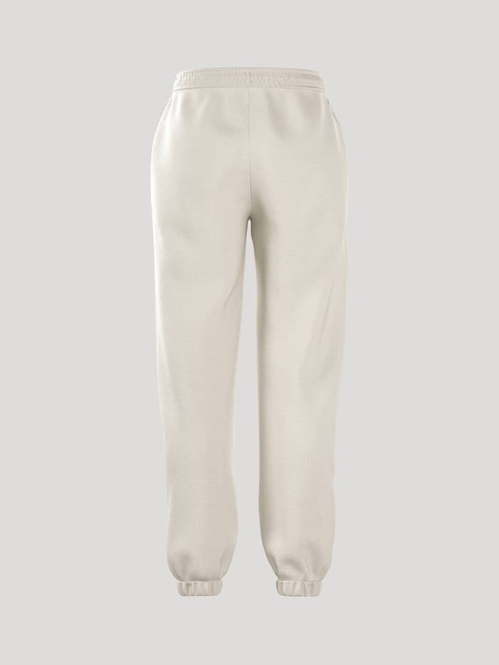 Borg Essential 4 Sweatpants i Tofu (Hvid) set bagfra med en løs pasform i blød french terry. - Image 3