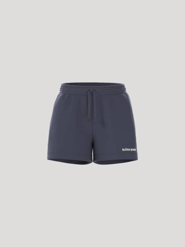 Borg Essential 4 Sweatshorts i Odyssey Gray (Navyblå) set forfra i french terry med stilfuld regular fit og hvidt logo.