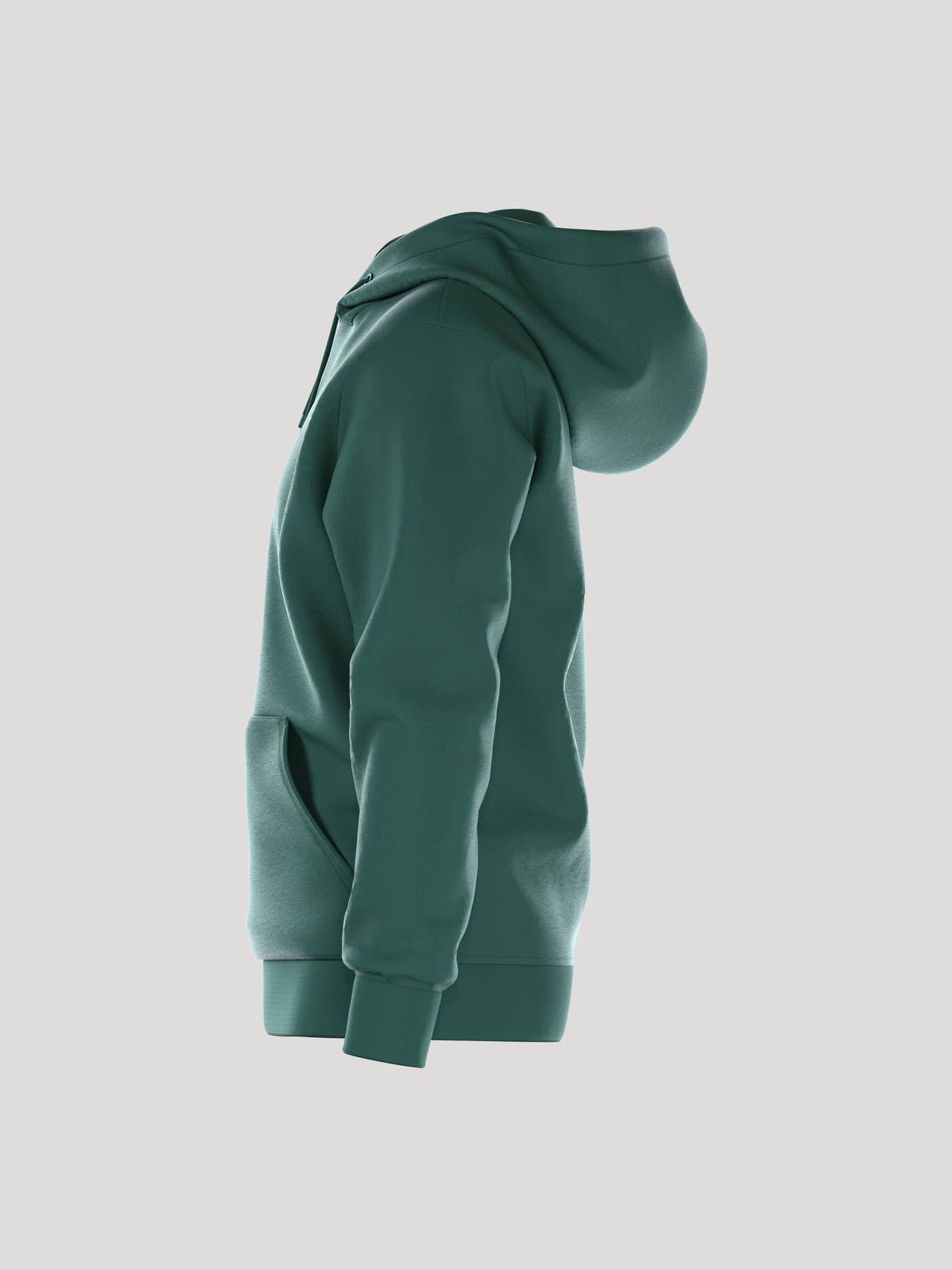 Borg Essential 1 Hoodie för herrar i Posy Green (Grön) sedd från sidan med känguruficka och dubbellagerhuva. - Image 4