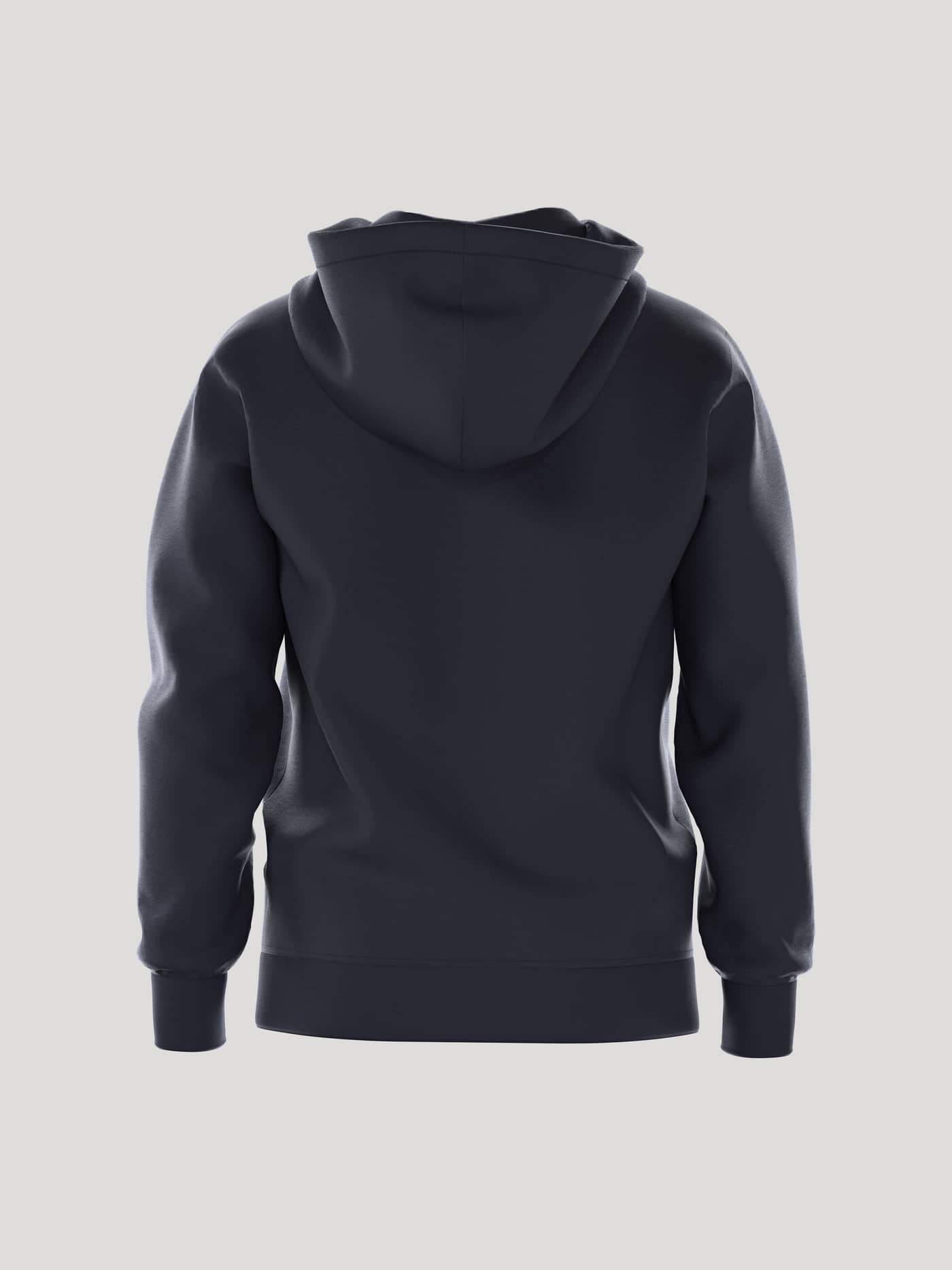 Back view of the Borg Essential 1 Hoodie in Night sky (Navy), featuring a double-layer hood and a comfortable, regular fit. - Image 3