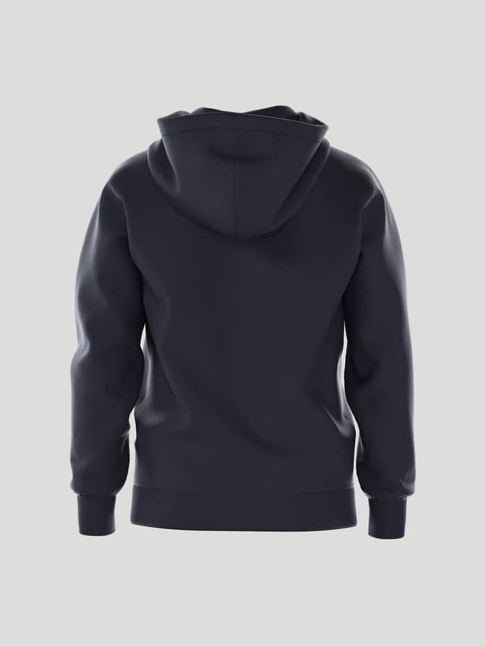 Vue de dos du Borg Essential 1 Hoodie en Night sky (Marine) avec capuche double épaisseur et coupe regular. - Image 3