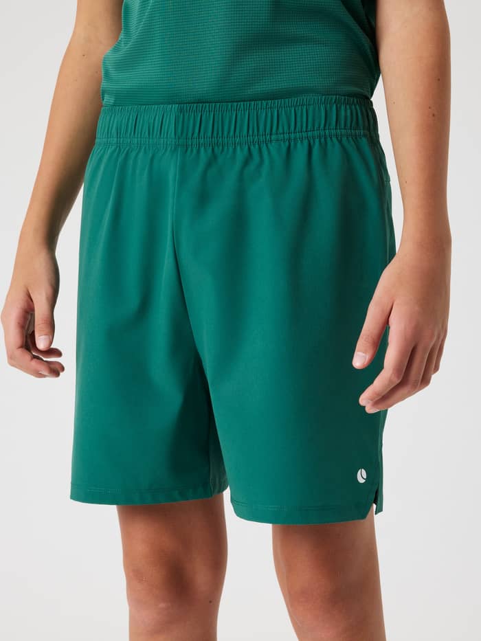 Front view of kids wearing the Björn Borg Ace Racquet Shorts in Posy Green (Green) for tennis performance. - Image 2