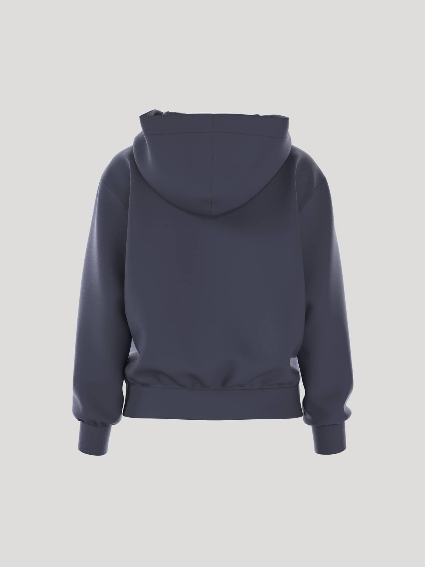 Achteraanzicht van de dames Borg Essential 4 Zip Hoodie in Odyssey Gray (Marineblauw) met regular fit en zacht french terry. - Image 3