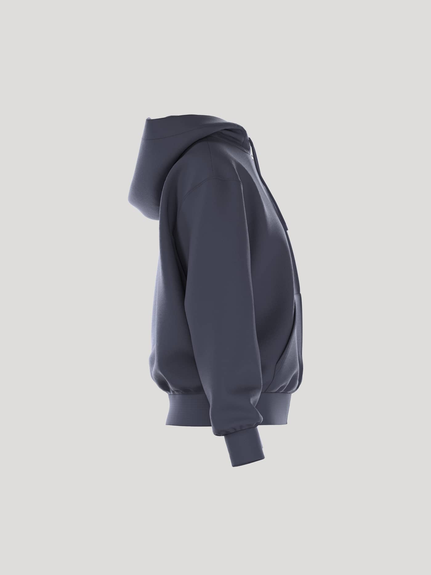 Borg Essential 4 Zip Hoodie in Odyssey Gray (Marineblauw) van french terry met een stijlvolle regular fit, in zijaanzicht. - Image 2