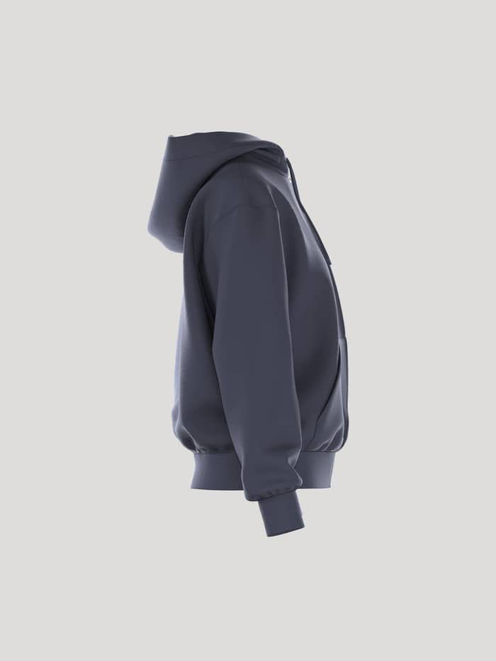 Borg Essential 4 Zip Hoodie i Odyssey Gray (Marineblå) set fra siden i blød french terry med en stilfuld regular fit. - Image 2