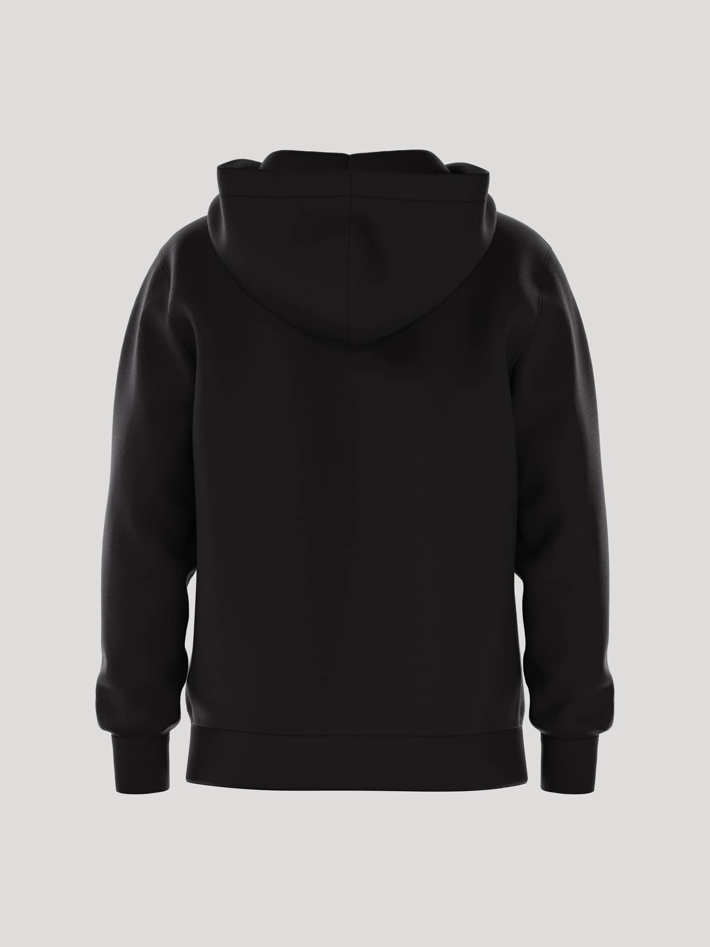 Borg Essential 4 Zip Hoodie i Black Beauty (Sort) set bagfra i blødt french terry med regular fit til hverdag. - Image 3