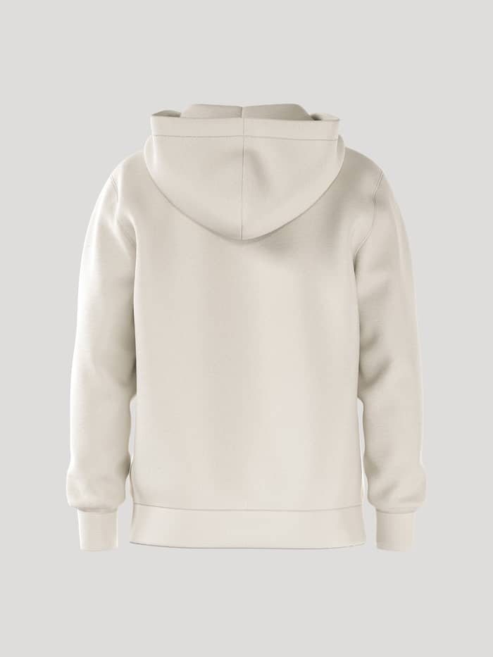 Back view of the Björn Borg Essential 4 Zip Hoodie in Tofu (White), crafted from soft French terry with a regular fit.