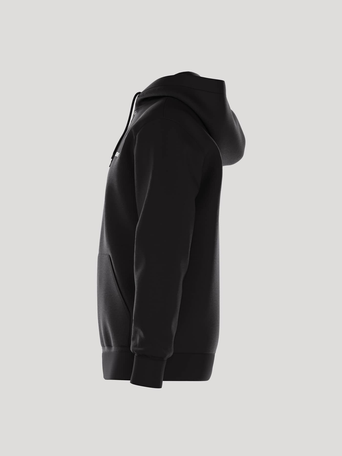 Borg Essential 4 Zip Hoodie i Black Beauty (Sort) set fra siden i french terry med et hvidt logo og regulær pasform. - Image 4