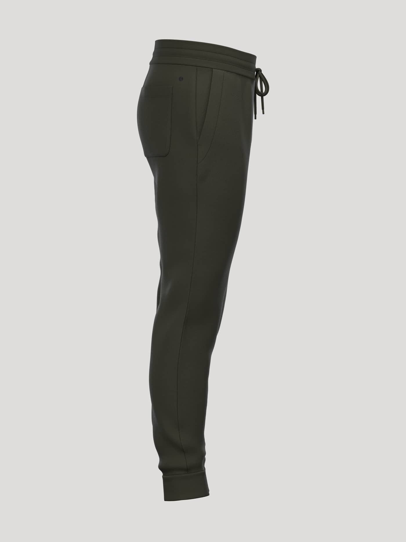 Side view of the Borg Essential 1 Tapered Sweatpants in Rosin (Green) featuring tapered legs and tennis-inspired details. - Image 4