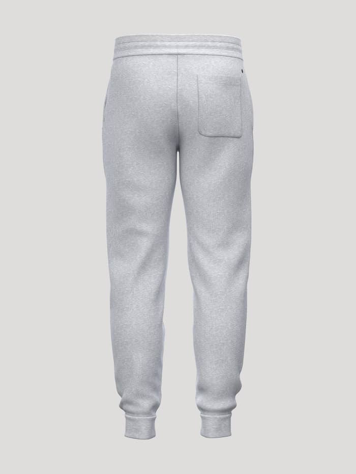 Borg Essential 1 Tapered Sweatpants in Light Grey Melange (Grijs), achteraanzicht met achterzak en zwarte tennisprint. - Image 2