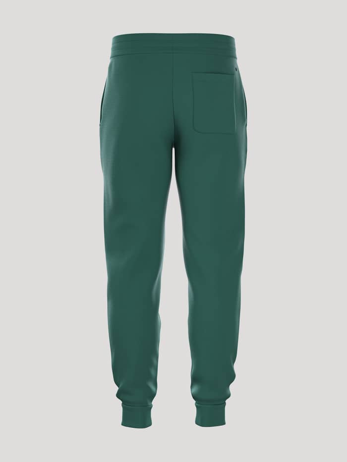 Achteraanzicht van de Borg Essential 1 Tapered Sweatpants in Posy Green (Groen) met achterzak en tennisbalprint. - Image 3