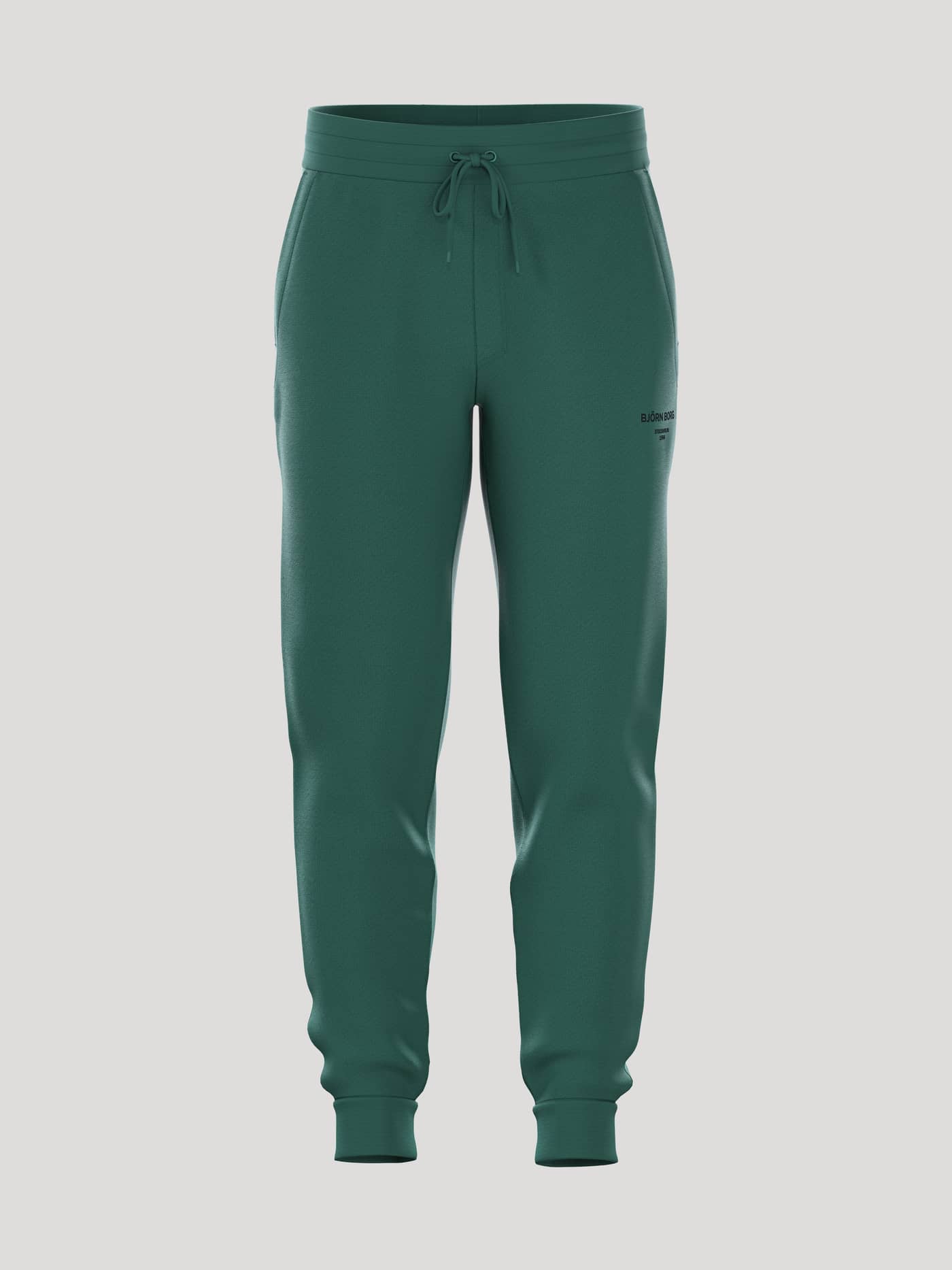 Borg Essential 1 Tapered Sweatpants i Posy Green (Grön) i mjuk bomullsblandning med svart logotyp, sedda framifrån. - Image 1