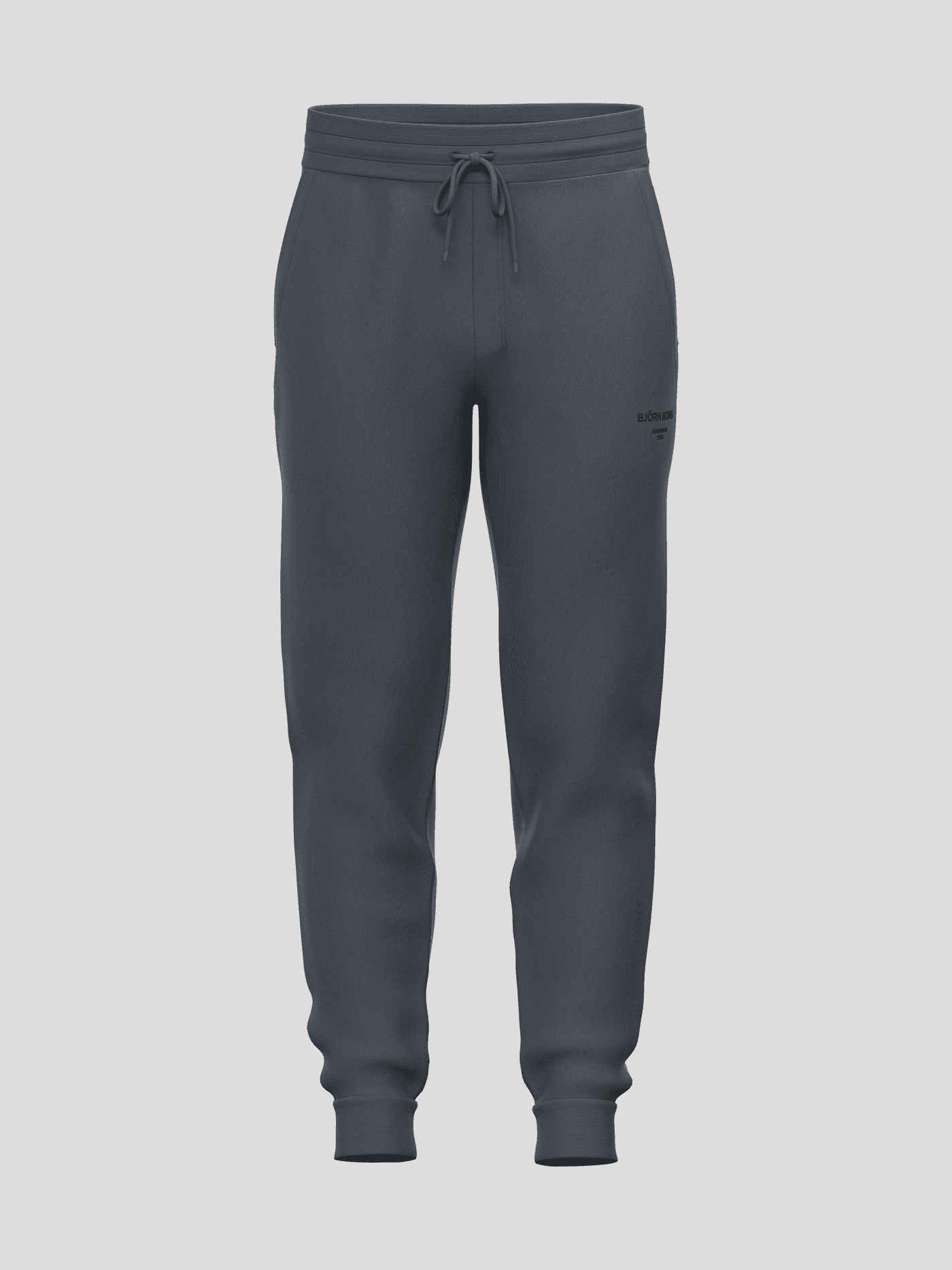 Borg Essential 1 Tapered Sweatpants in turbulance (grey) featuring an elasticated waistband and tapered legs. - Image 1