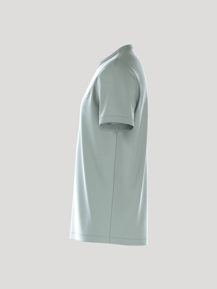 Zijaanzicht van de heren Borg Essential 3 T-Shirt in Slate Gray (Groen), een katoenen shirt met een tonaal logo. - Image 4