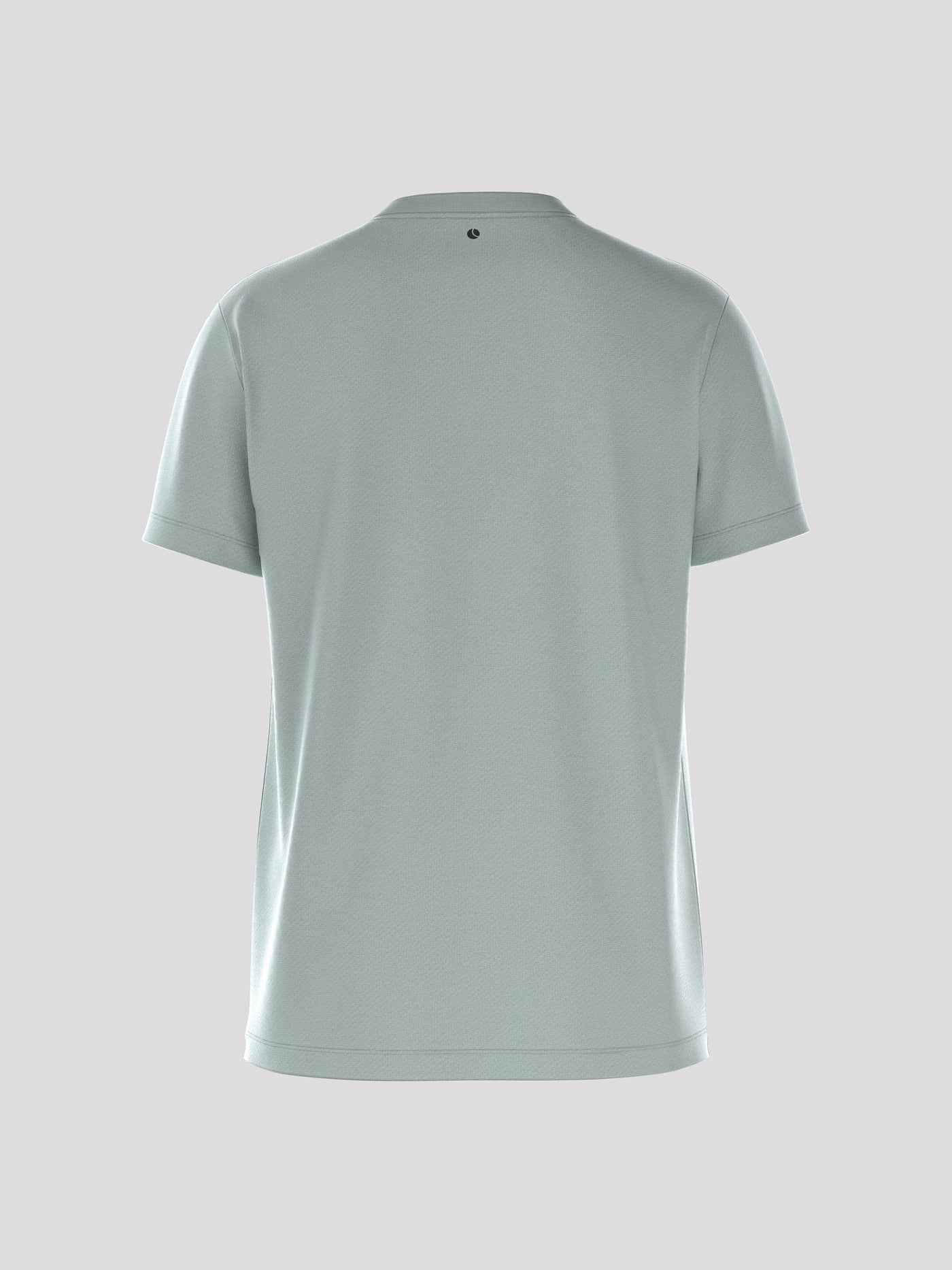 Back view of the men's regular fit Borg Essential 3 T-Shirt in Slate Gray (Green) with a tennis ball neck print. - Image 3