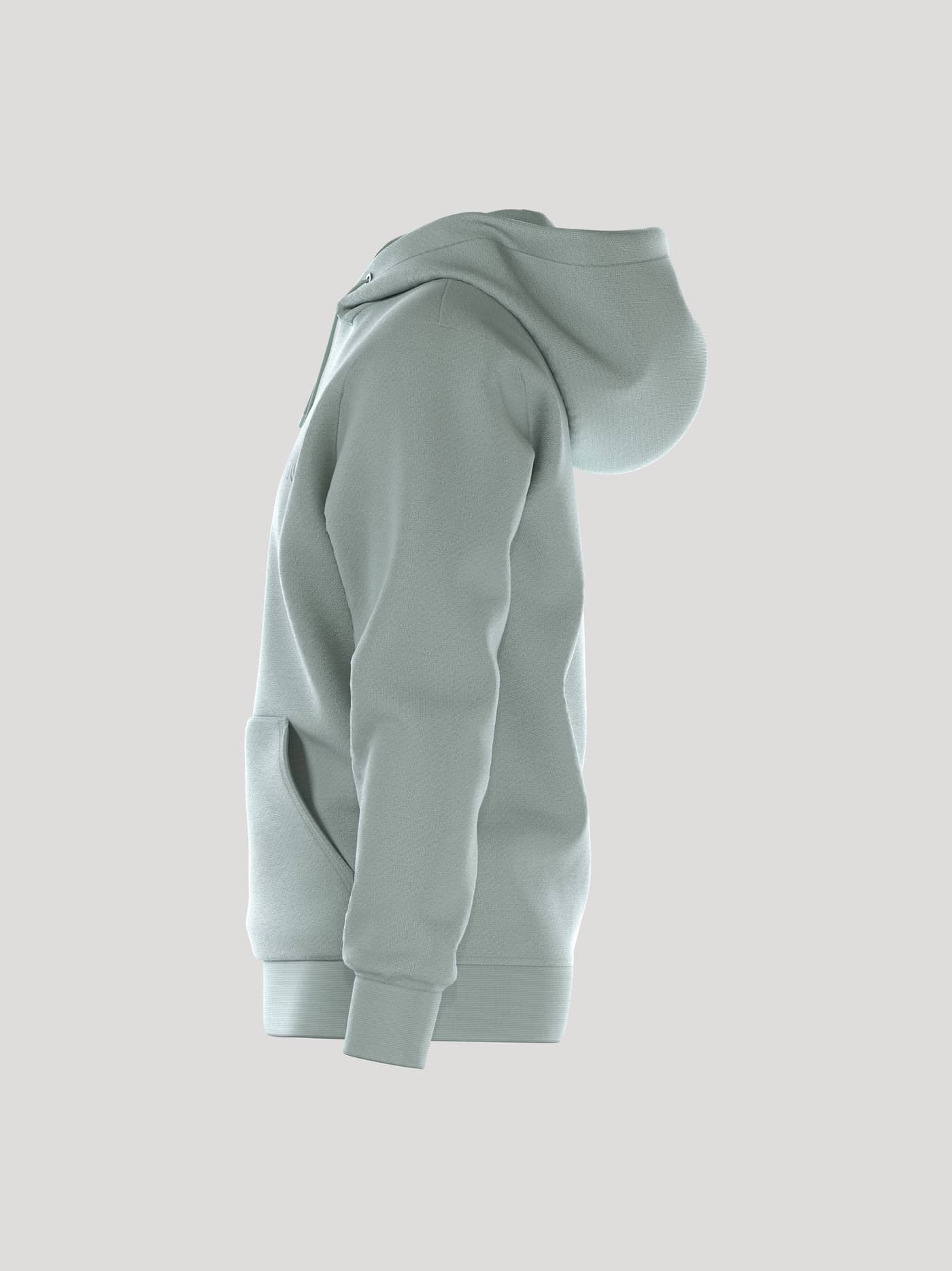 Borg Essential 3 Hoodie i Slate Gray (Grøn) set fra siden i et stilfuldt regular fit med kængurulomme. - Image 4