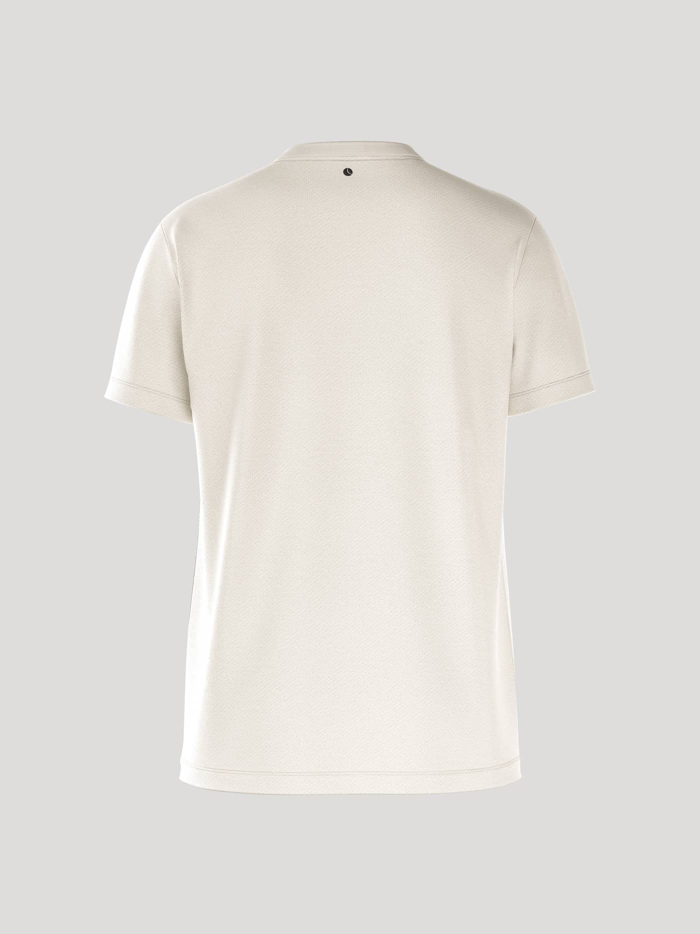 Back view of the Borg Essential 4 T-Shirt in Tofu (White) featuring a black tennis ball detail on 100% cotton. - Image 3