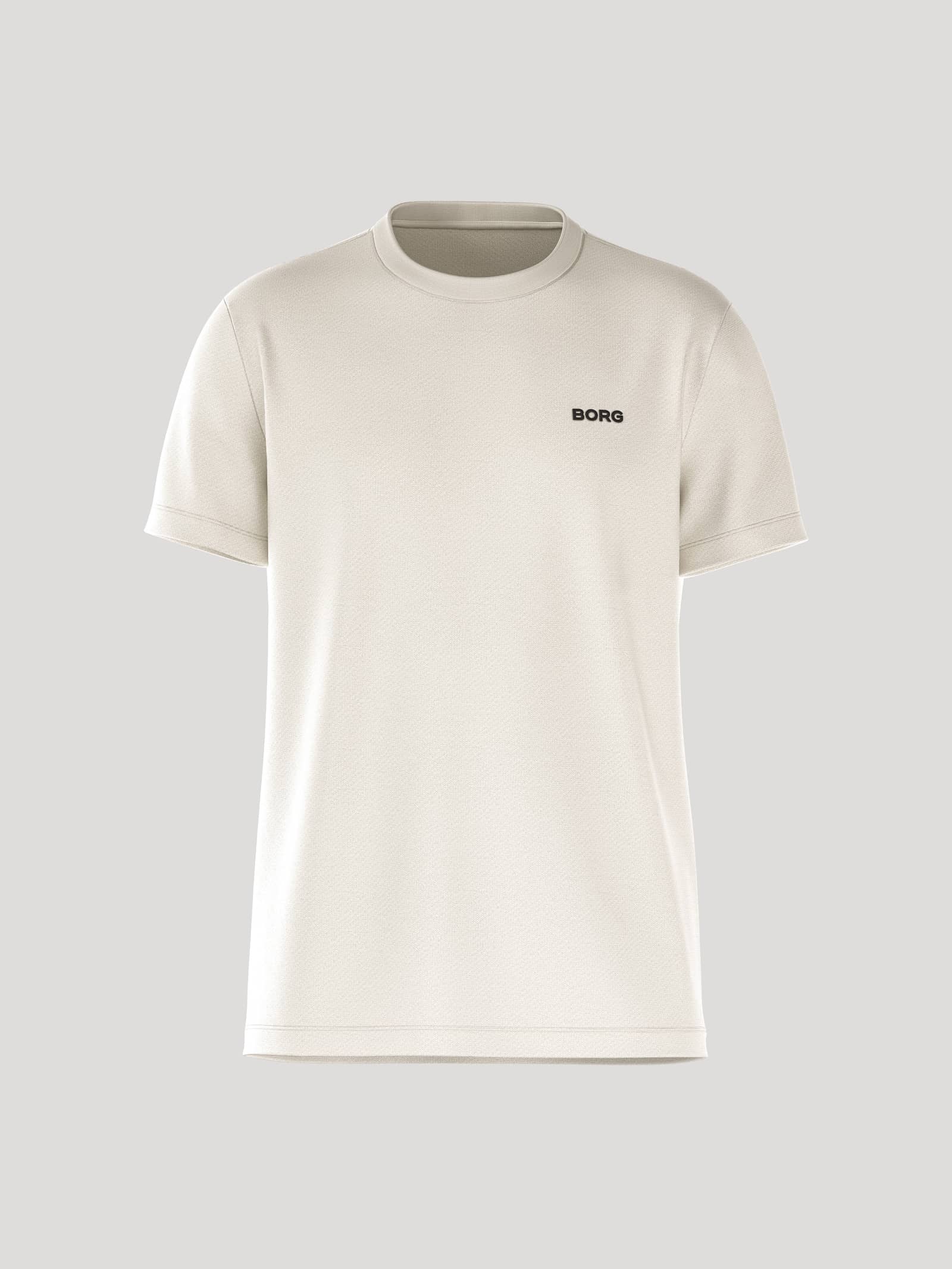 Front view of the men's Borg Essential 4 T-Shirt in Tofu (White), featuring a regular fit and clean chest logo. - Image 1
