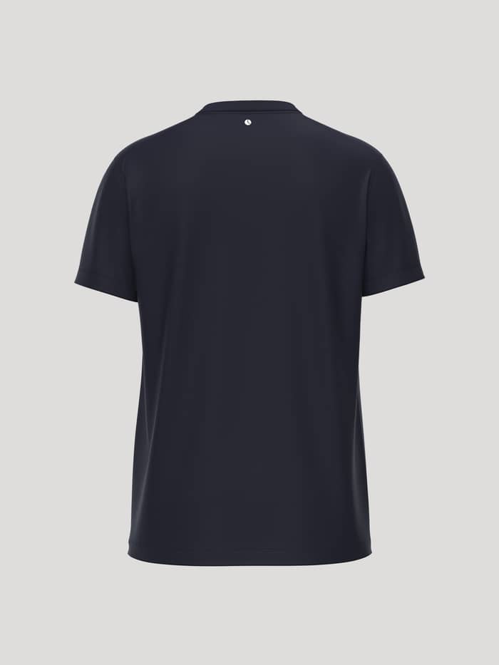 Borg Essential 4 T-Shirt i Night sky (Marineblå) set bagfra med en stilfuld regular fit og tennisbold-detalje til tennis. - Image 2