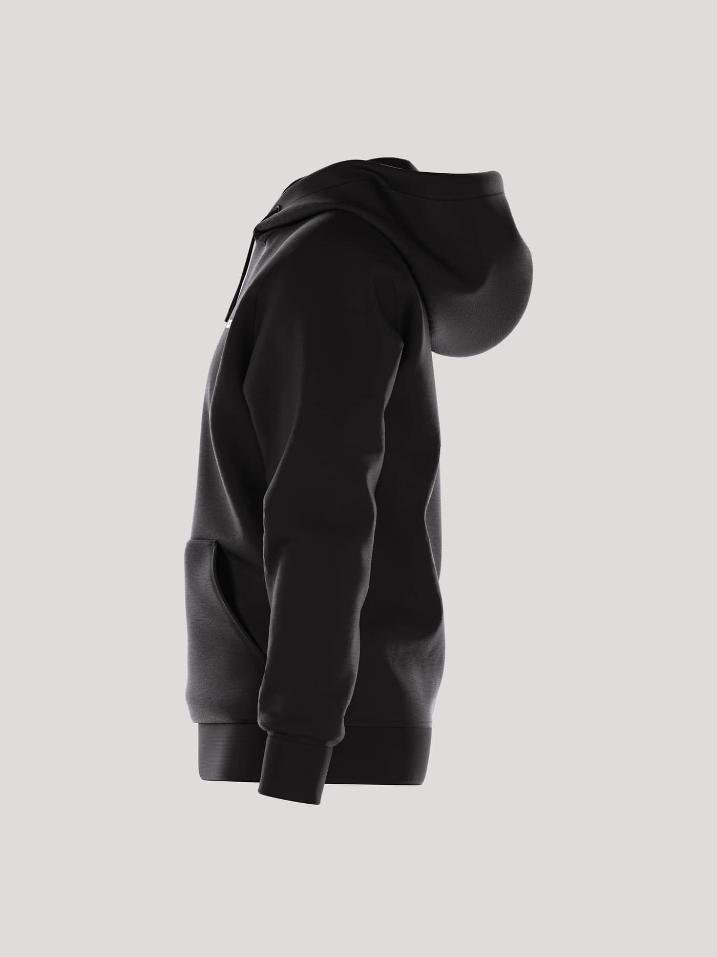 Zijaanzicht van de heren Borg Essential 4 Hoodie in Black Beauty (Zwart) van french terry met tennisbalprint. - Image 4