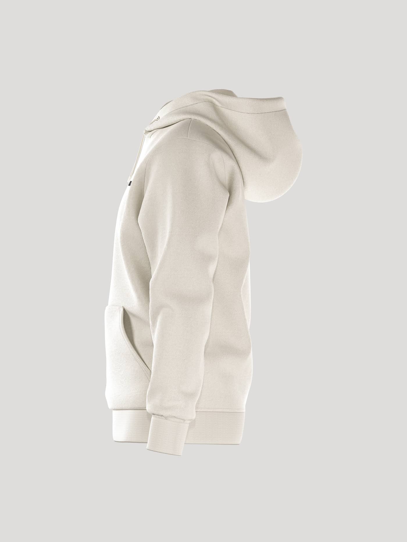 Borg Essential 4 Hoodie i Tofu (Hvid) set fra siden i blød french terry med et sort logo og en stilren finish til mænd. - Image 4