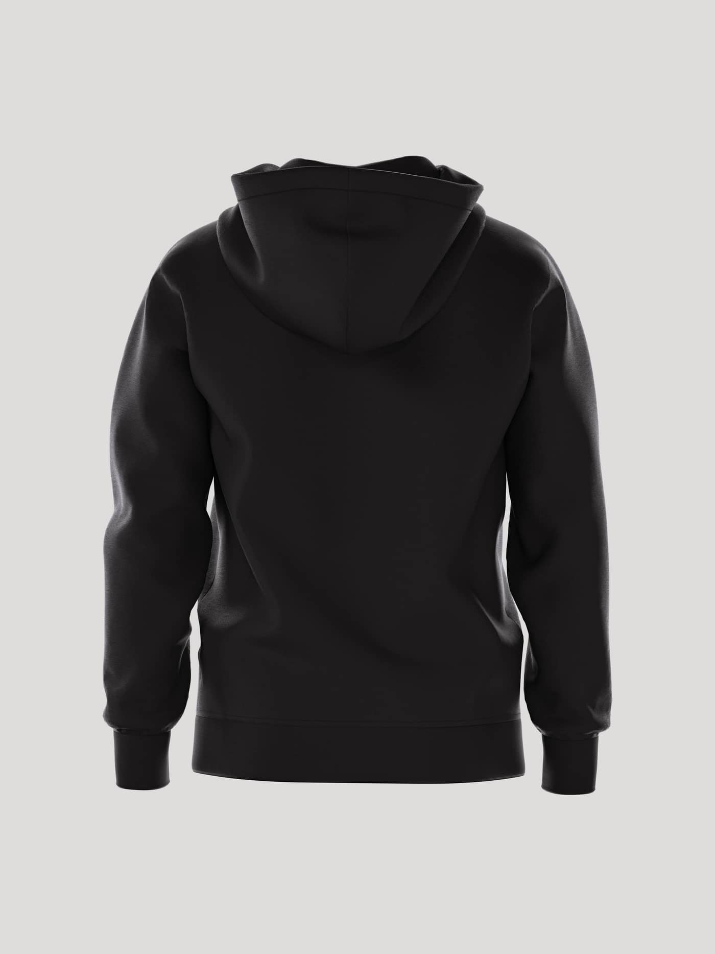 Achteraanzicht van de Björn Borg Essential 4 Hoodie in Black Beauty (Zwart), gemaakt van zachte loopback french terry. - Image 3