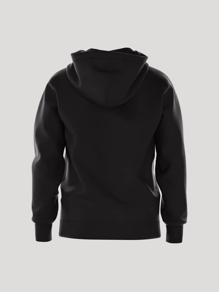 Achteraanzicht van de Björn Borg Essential 4 Hoodie in Black Beauty (Zwart), gemaakt van zachte loopback french terry. - Image 3