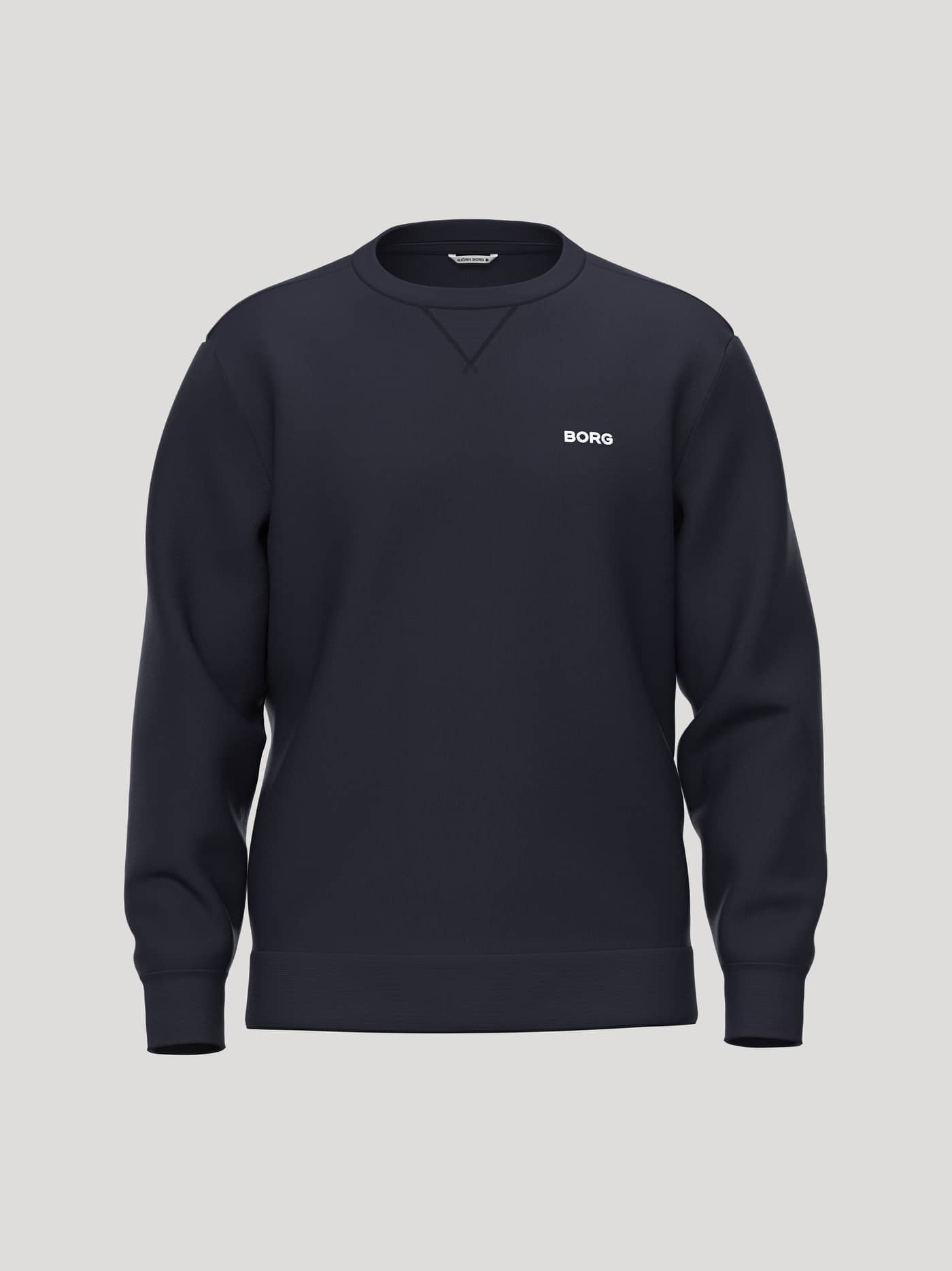 Vue de face du Borg Essential 4 Sweatshirt pour homme en Night sky (Marine) avec un logo BORG blanc. - Image 1