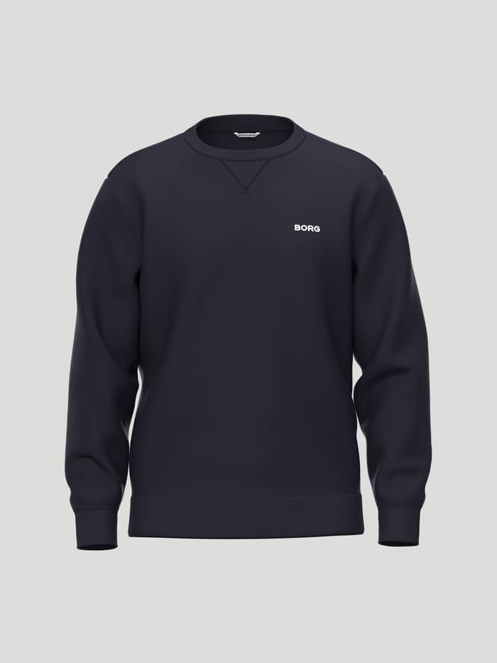 Front view of the men's Borg Essential 4 Sweatshirt in Night sky (Navy) featuring a white BORG logo.