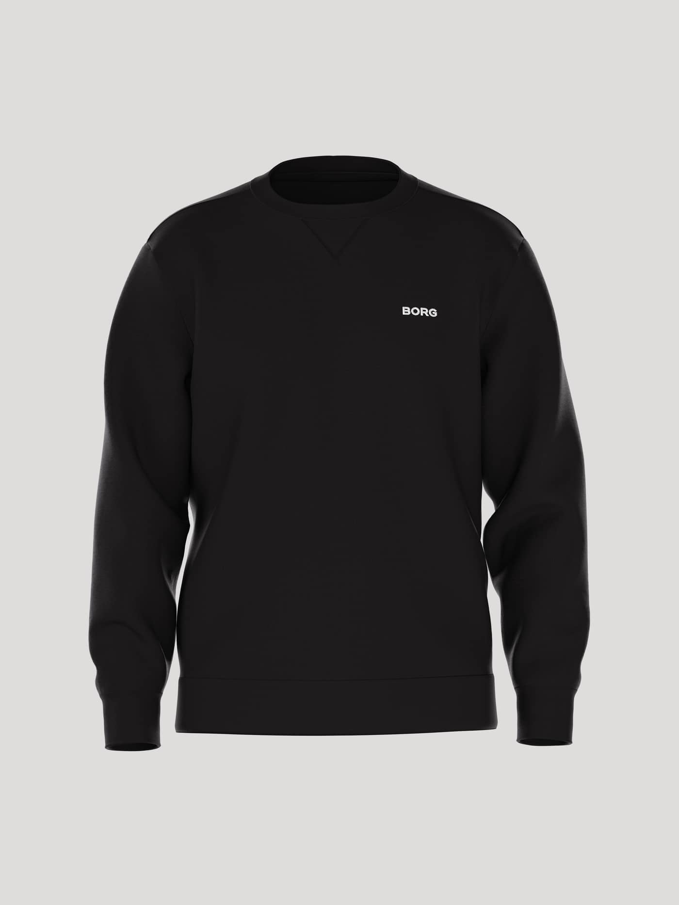 Borg Essential 4 Sweatshirt för herrar i Black Beauty (Svart) sedd framifrån i mjuk french terry med vit logotyp. - Image 1