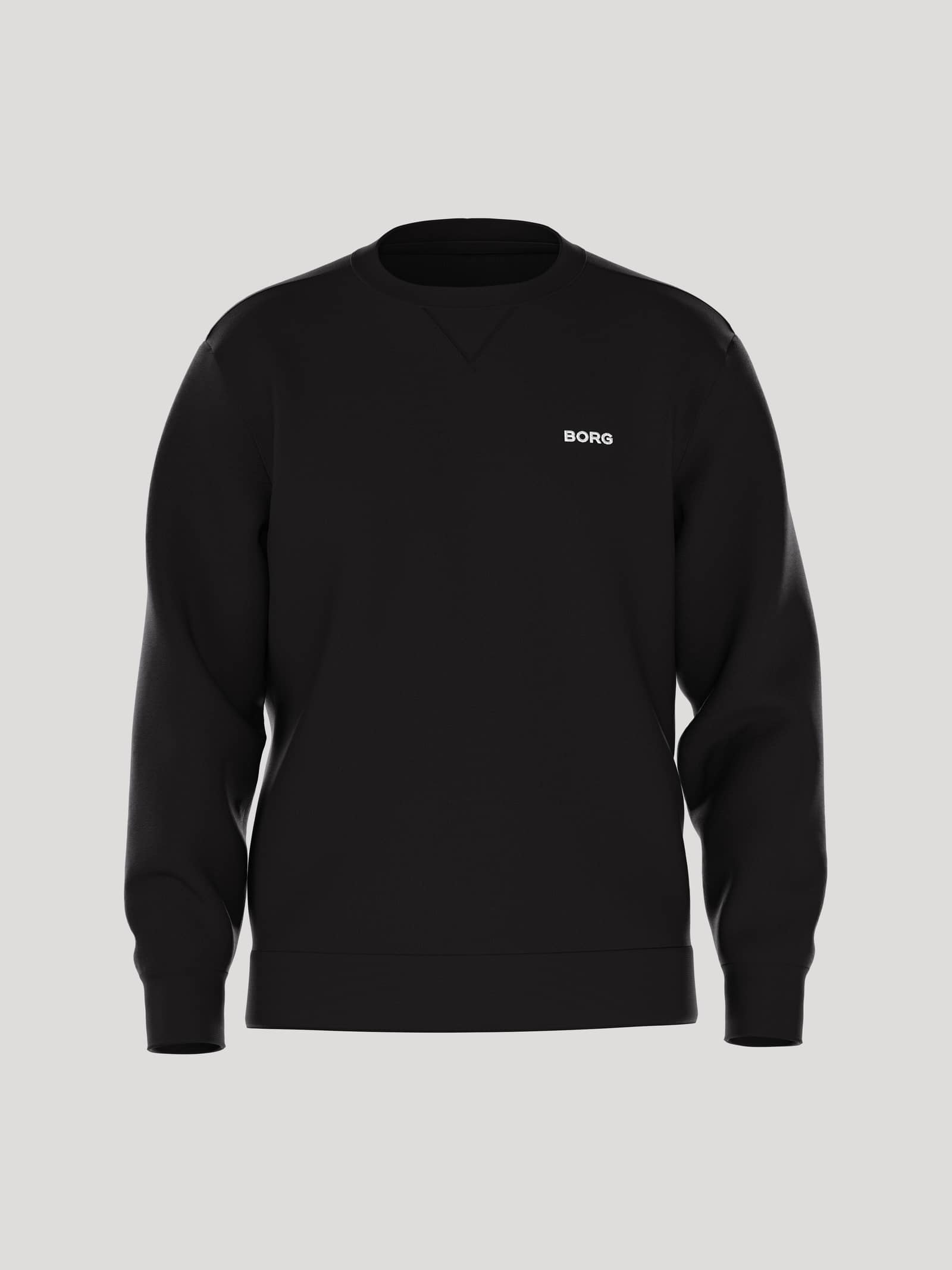 Borg Essential 4 Sweatshirt för herrar i Black Beauty (Svart) sedd framifrån i mjuk french terry med vit logotyp. - Image 1