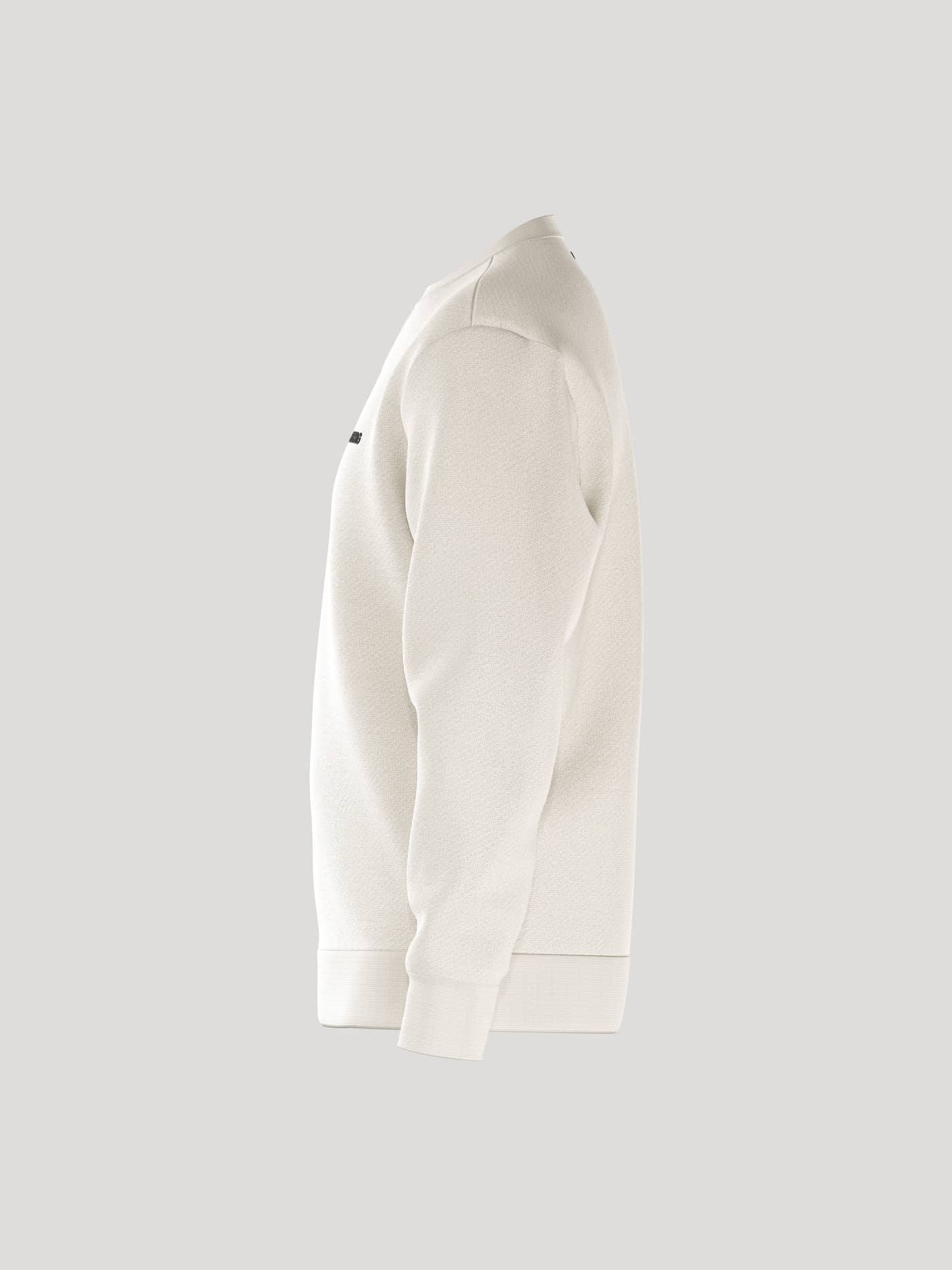 Borg Essential 4 Sweatshirt i Tofu (Hvid) til mænd set fra siden i french terry med et lille sort brystlogo. - Image 4