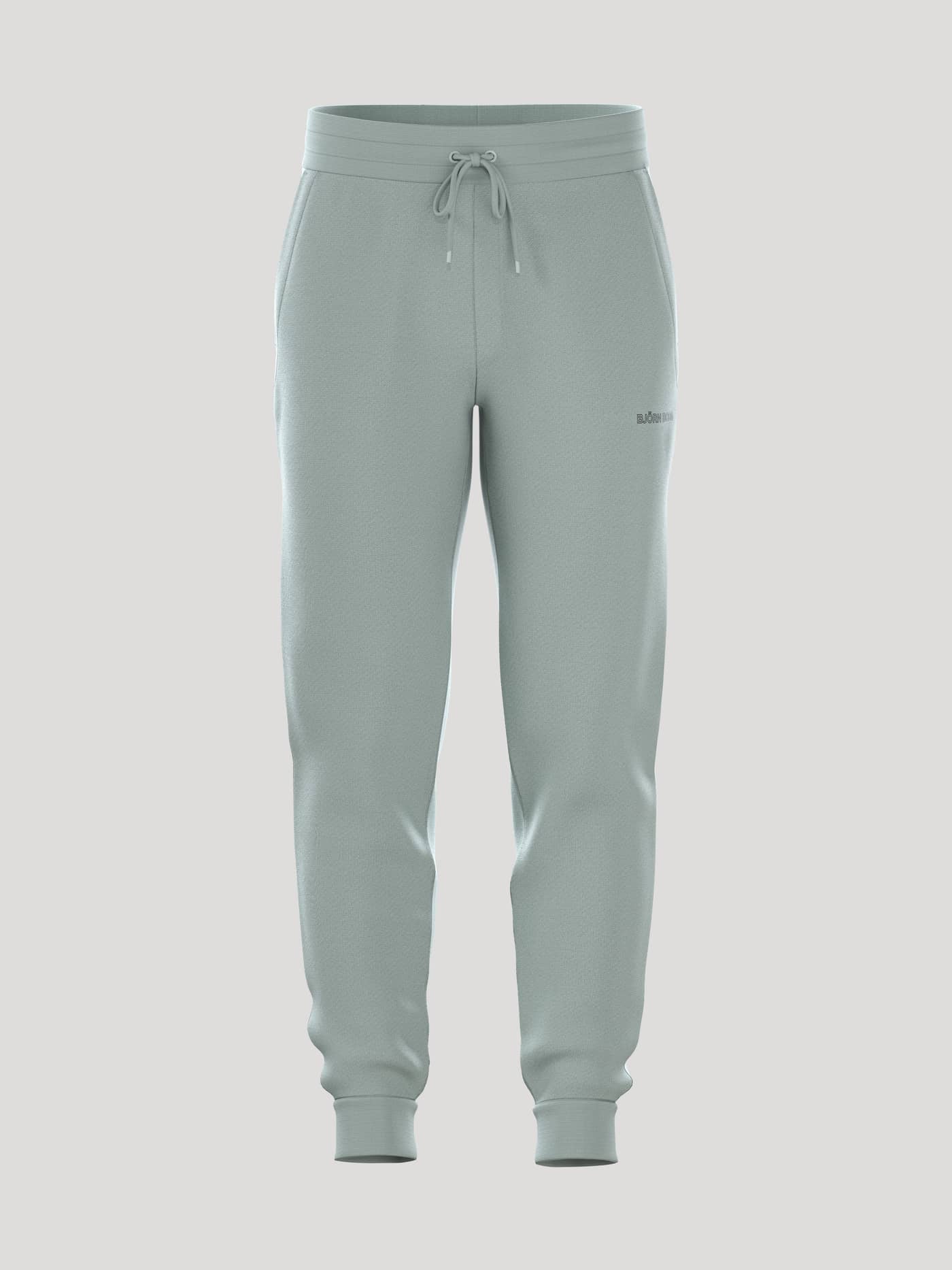 Borg Essential 3 Tapered Sweatpants i Slate Gray (Grön) sedda framifrån i bomullsmix med dragsko och mörk logotyp. - Image 1
