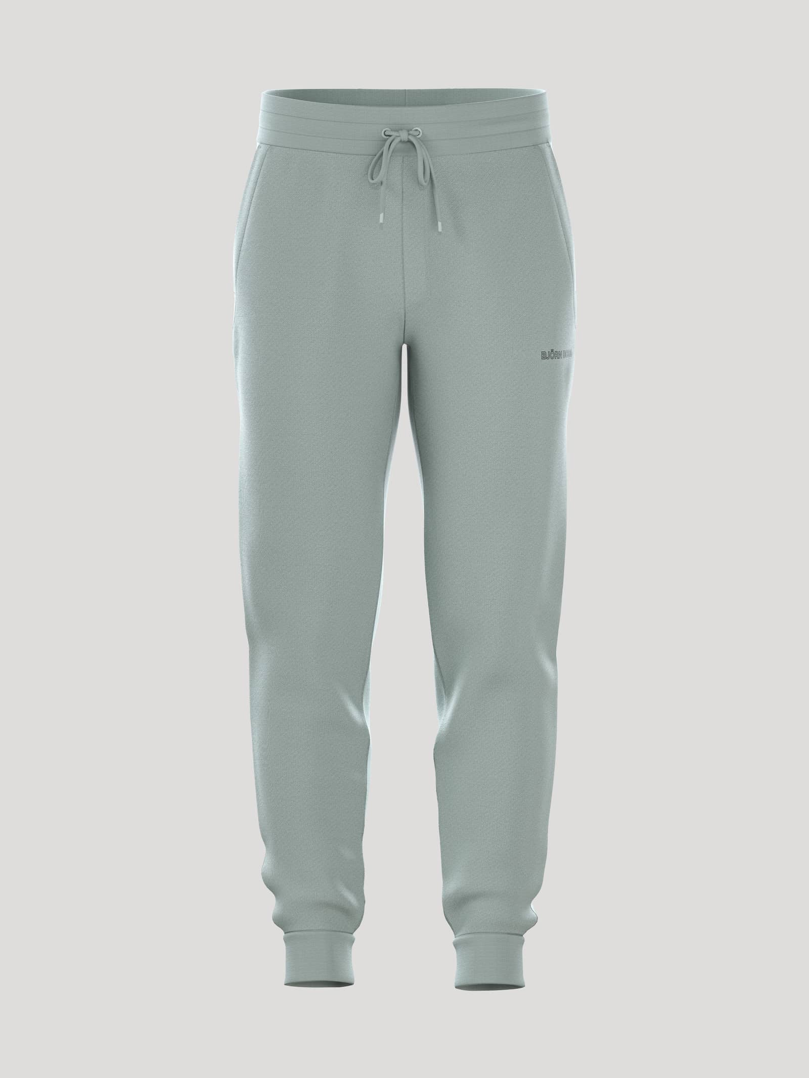 Borg Essential 3 Tapered Sweatpants i Slate Gray (Grön) sedda framifrån i bomullsmix med dragsko och mörk logotyp. - Image 1