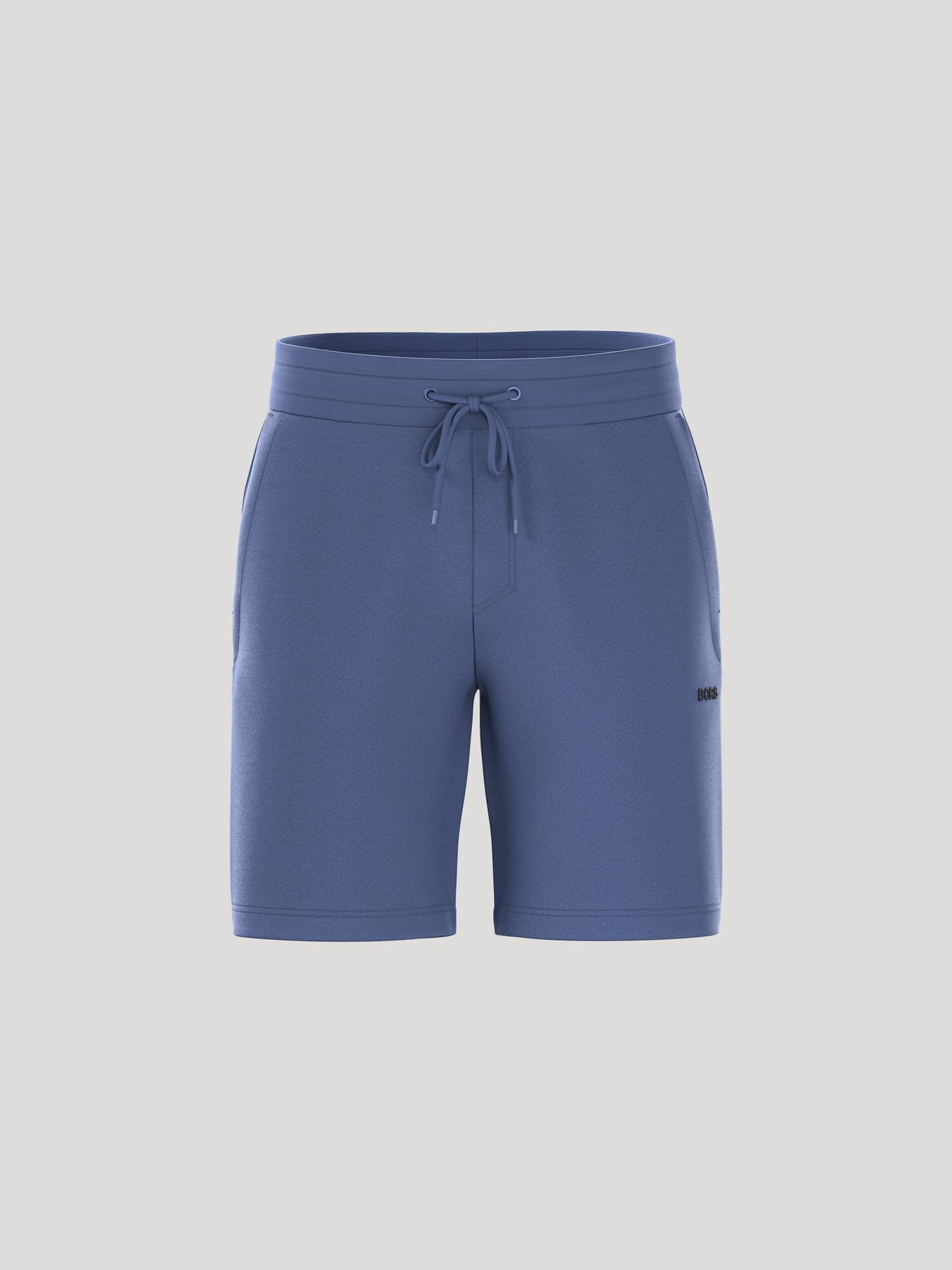 Borg Essential 4 Sweatshorts i Coastal Fjord (Blå) för herrar sedda framifrån i french terry med en svart logotyp. - Image 1
