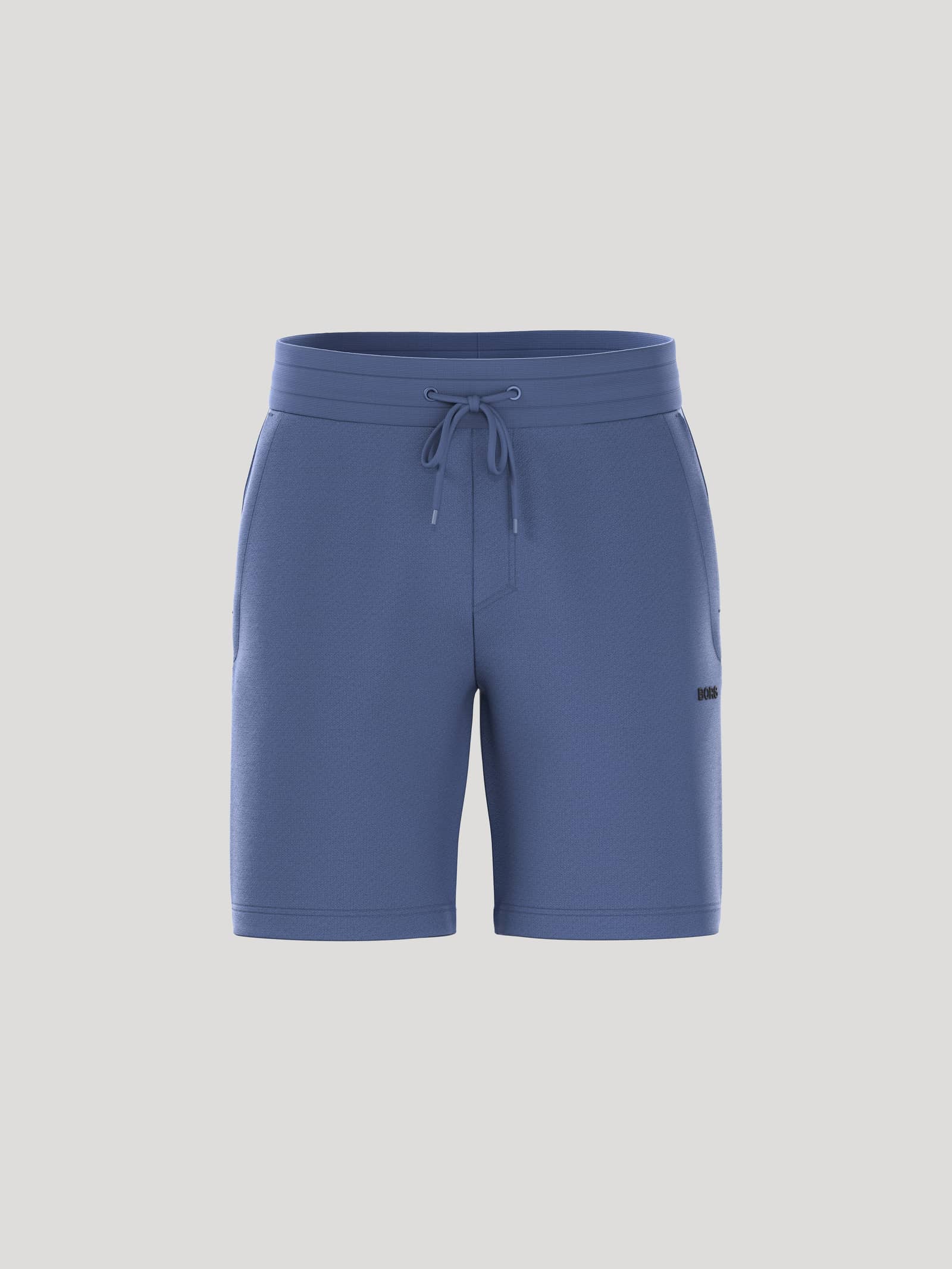 Borg Essential 4 Sweatshorts i Coastal Fjord (Blå) för herrar sedda framifrån i french terry med en svart logotyp. - Image 1