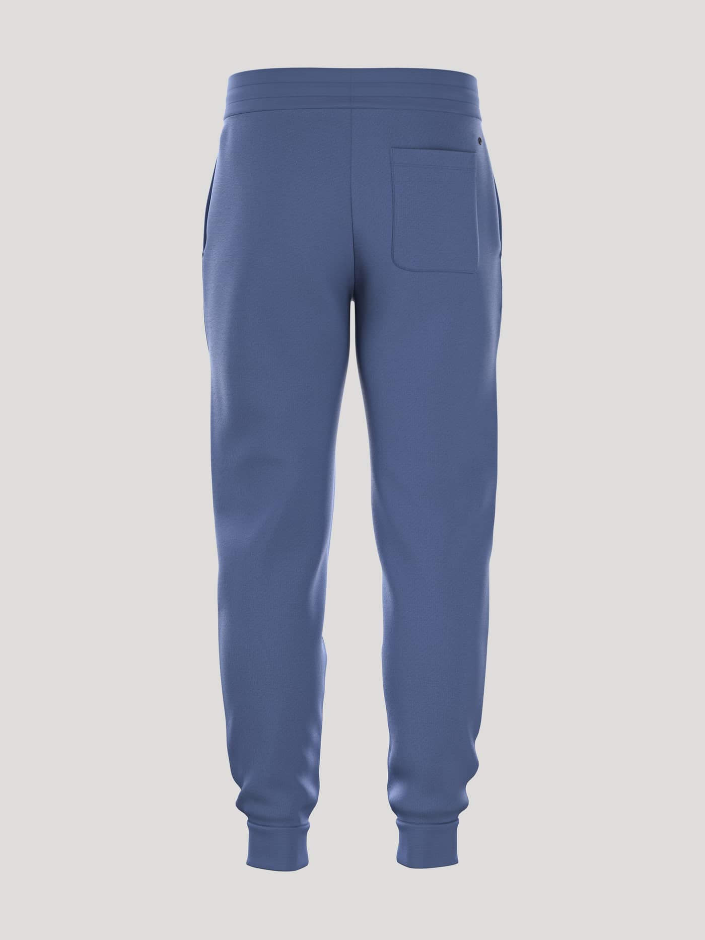 Back view of the Borg Essential 4 Tapered Sweatpants in Coastal Fjord (Blue), featuring a back pocket and soft French terry. - Image 3