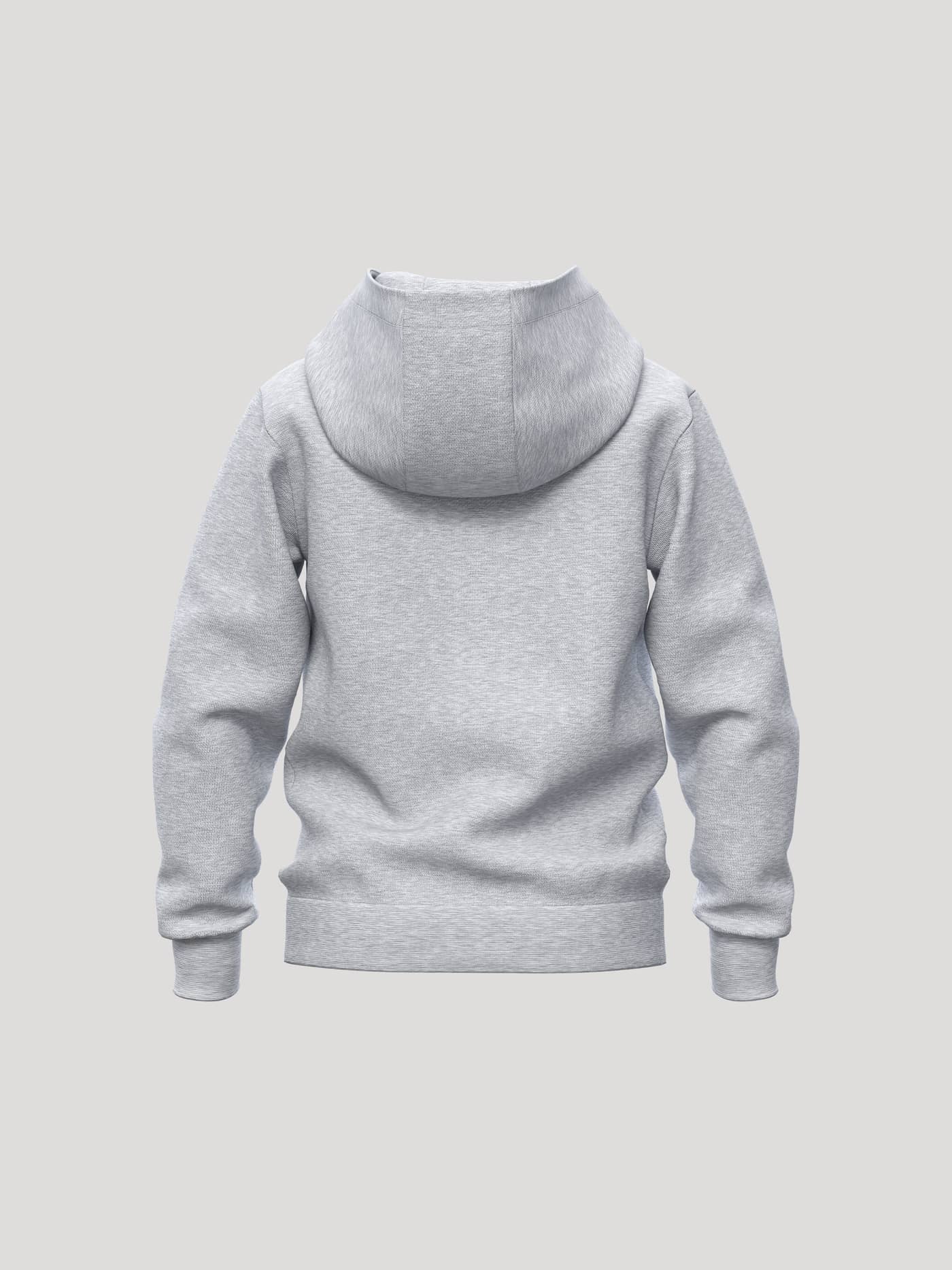 Borg Essential 1 Hoodie til børn i Light Grey Melange (Grå) set bagfra i en behagelig pasform og bomuldsblanding. - Image 2