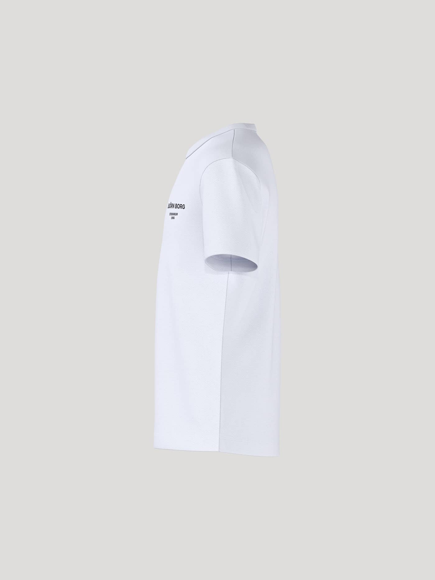 Seitenansicht des Borg Essential 1 T-Shirt für Kids in Brilliant White (Weiß) aus Baumwolle mit schwarzem Logo. - Image 4
