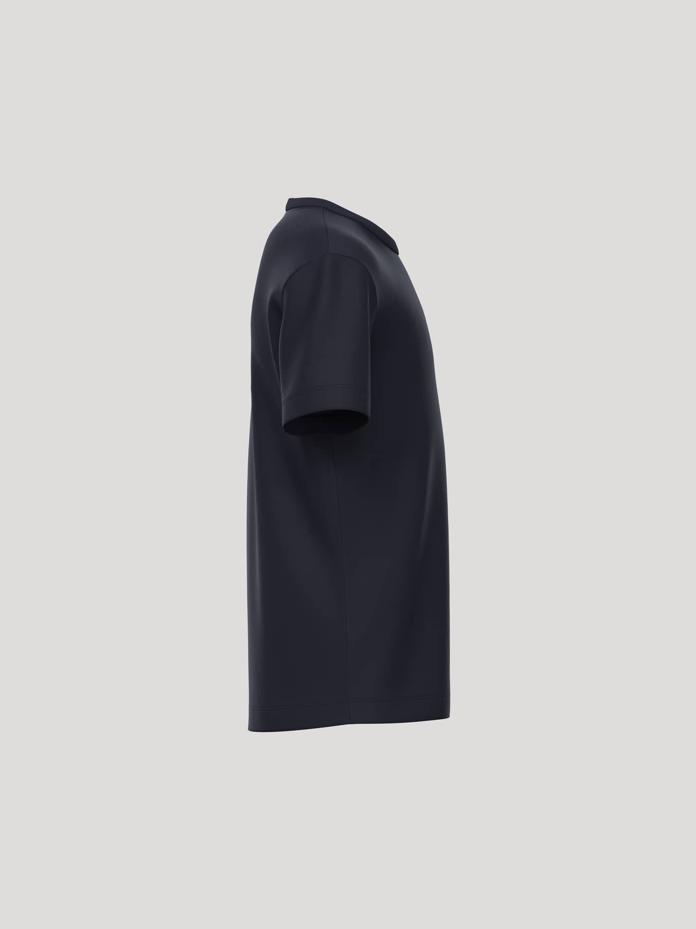 Side profile of the kids Borg Essential 1 T-Shirt in Night sky (Navy), made from soft 100% cotton for a regular fit. - Image 4