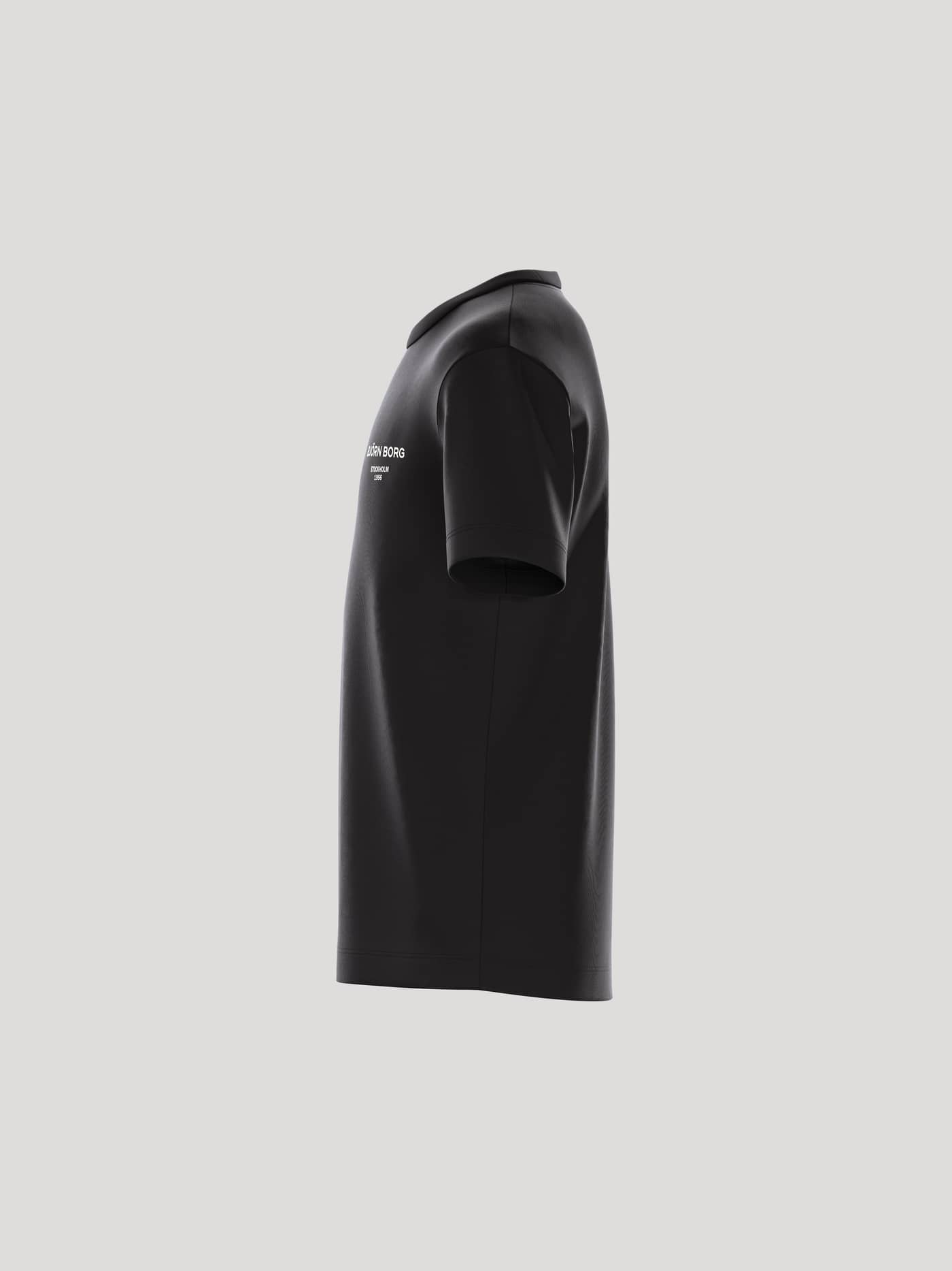 Side view of the kids Borg Essential 1 T-Shirt in Black Beauty (Black) featuring soft cotton and a white logo. - Image 4