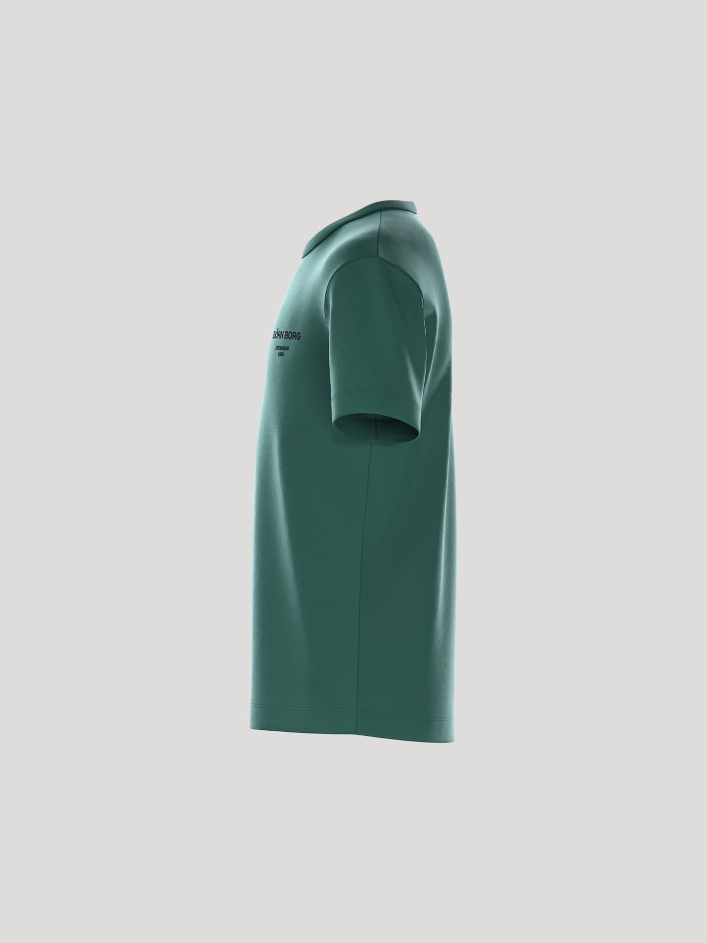 Seitenansicht des Borg Essential 1 T-Shirt für Kinder in Posy Green (Grün) aus Baumwolle mit schwarzem Logo. - Image 4