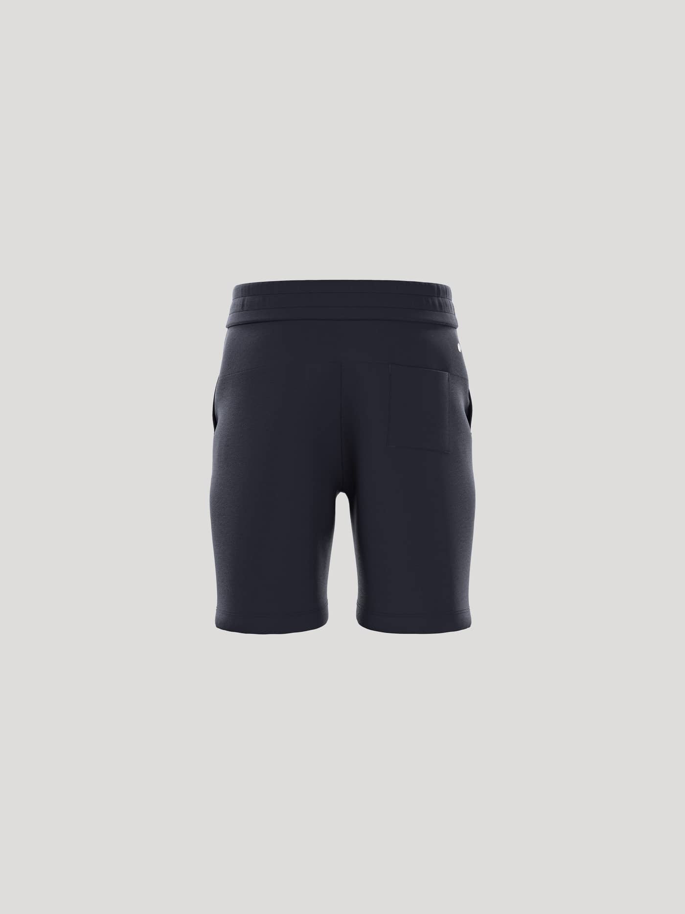 Back view of the kids' Borg Essential 1 Sweatshorts in Night Sky (Navy) featuring a back pocket and ribbed waistband. - Image 3