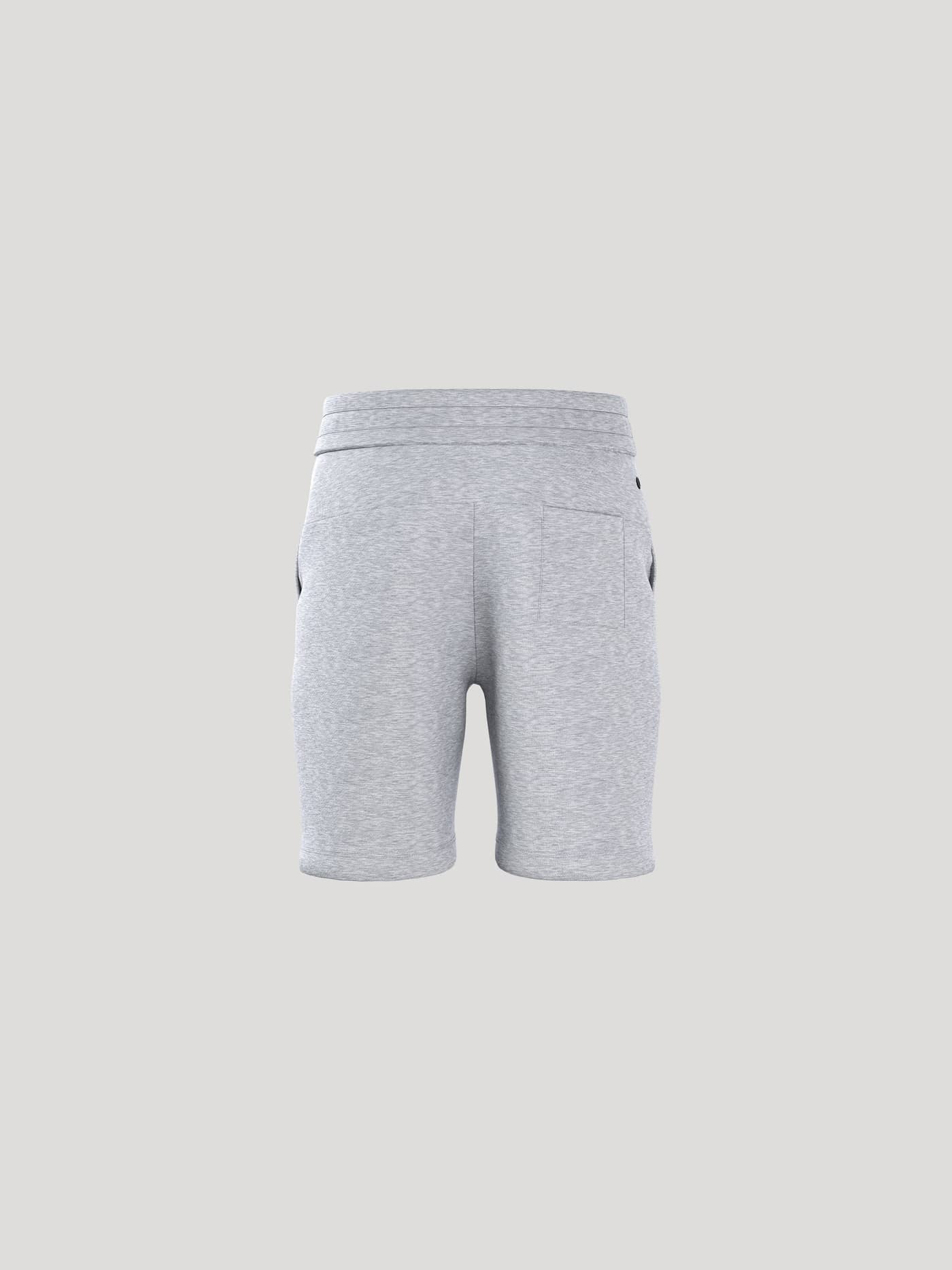 Back view of the kids' Borg Essential 1 Sweatshorts in Light Grey Melange (Grey), featuring a back pocket. - Image 3