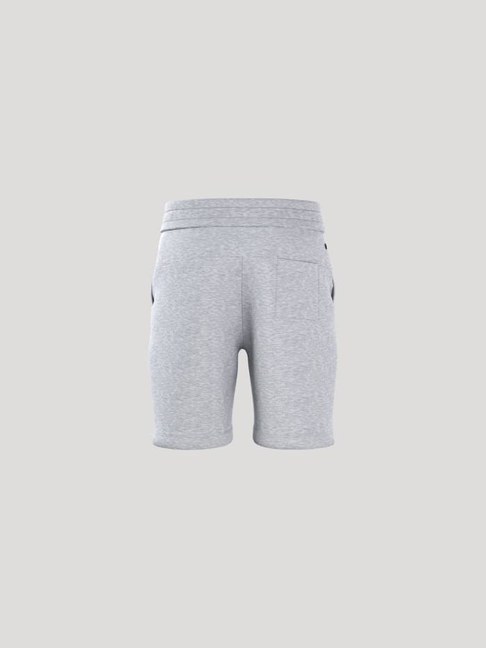 Back view of the kids' Borg Essential 1 Sweatshorts in Light Grey Melange (Grey), featuring a back pocket. - Image 3