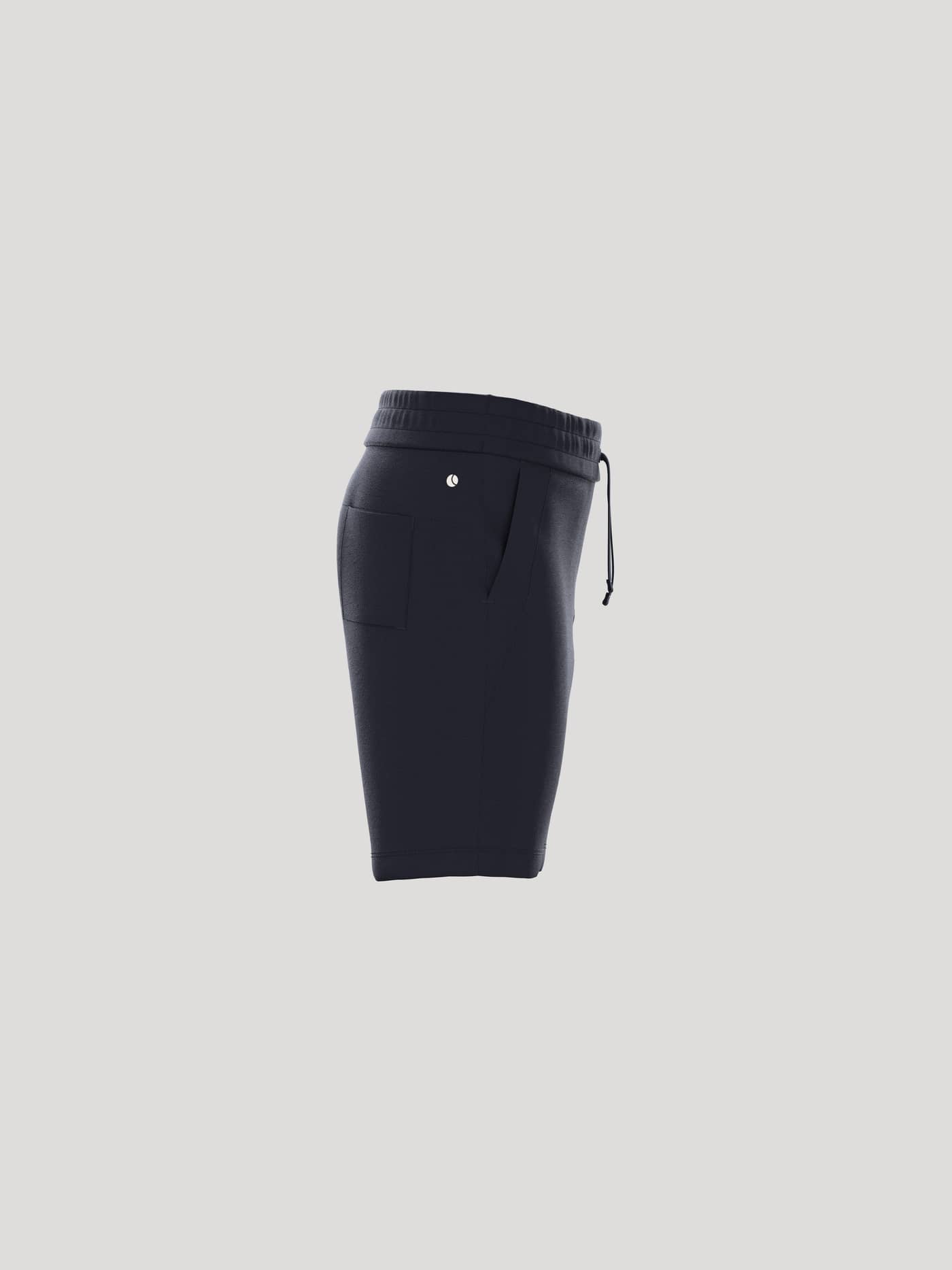 Side view of the kids' Borg Essential 1 Sweatshorts in Night Sky (Navy) with a ribbed waistband and white logo detail. - Image 2